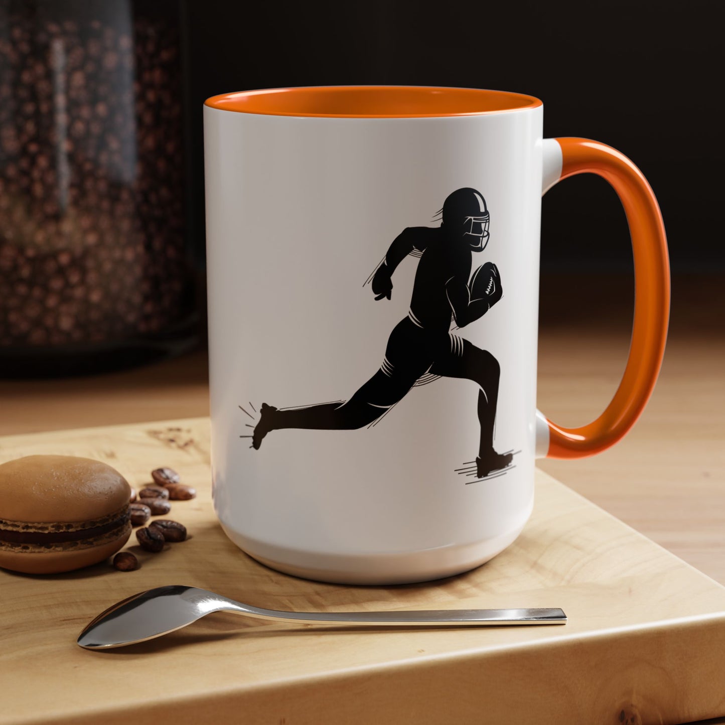 Football Player Themed Accent Coffee Mug, Sports Fan Gift, Unique Mug for Athletes, Coffee Lover, Game Day Essential