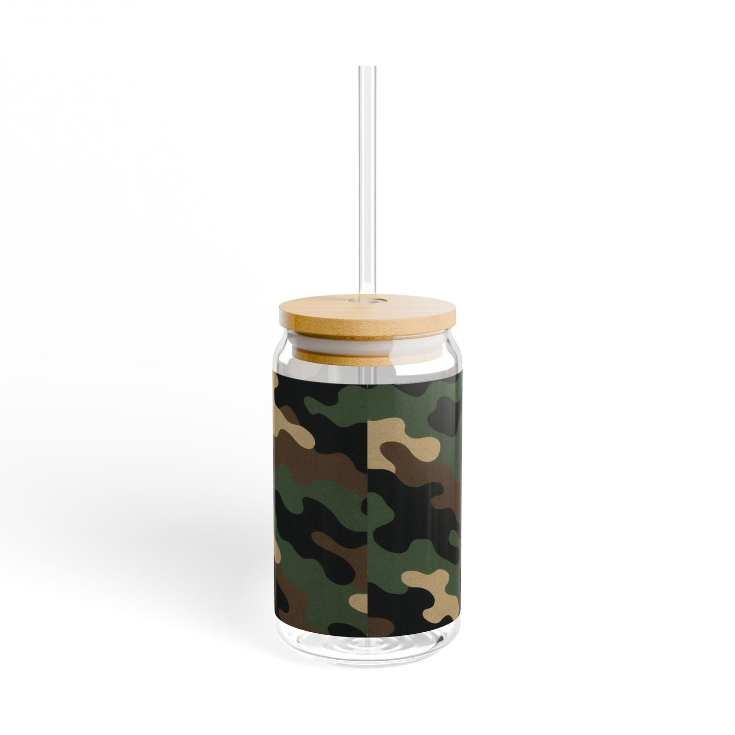Camouflage Sipper Glass | 16oz Eco-Friendly Drinkware, Perfect for Outdoor Adventures, Camping, Parties, and Unique Gifts