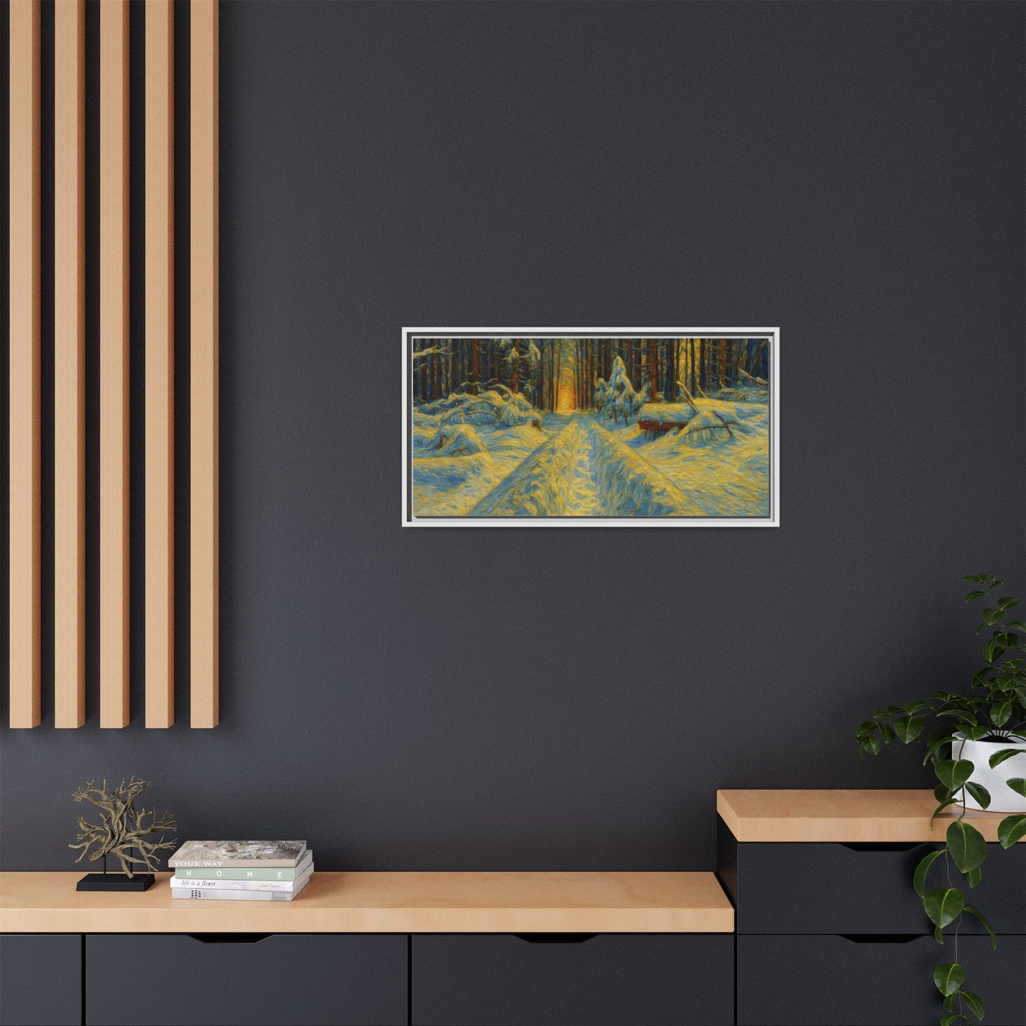 Canvas Art, Winter Landscape Wall Decor, Nature Lovers Gift, Seasonal Decor, Holiday Wall Art, Cozy Home Decoration, Framed Matte Canvas