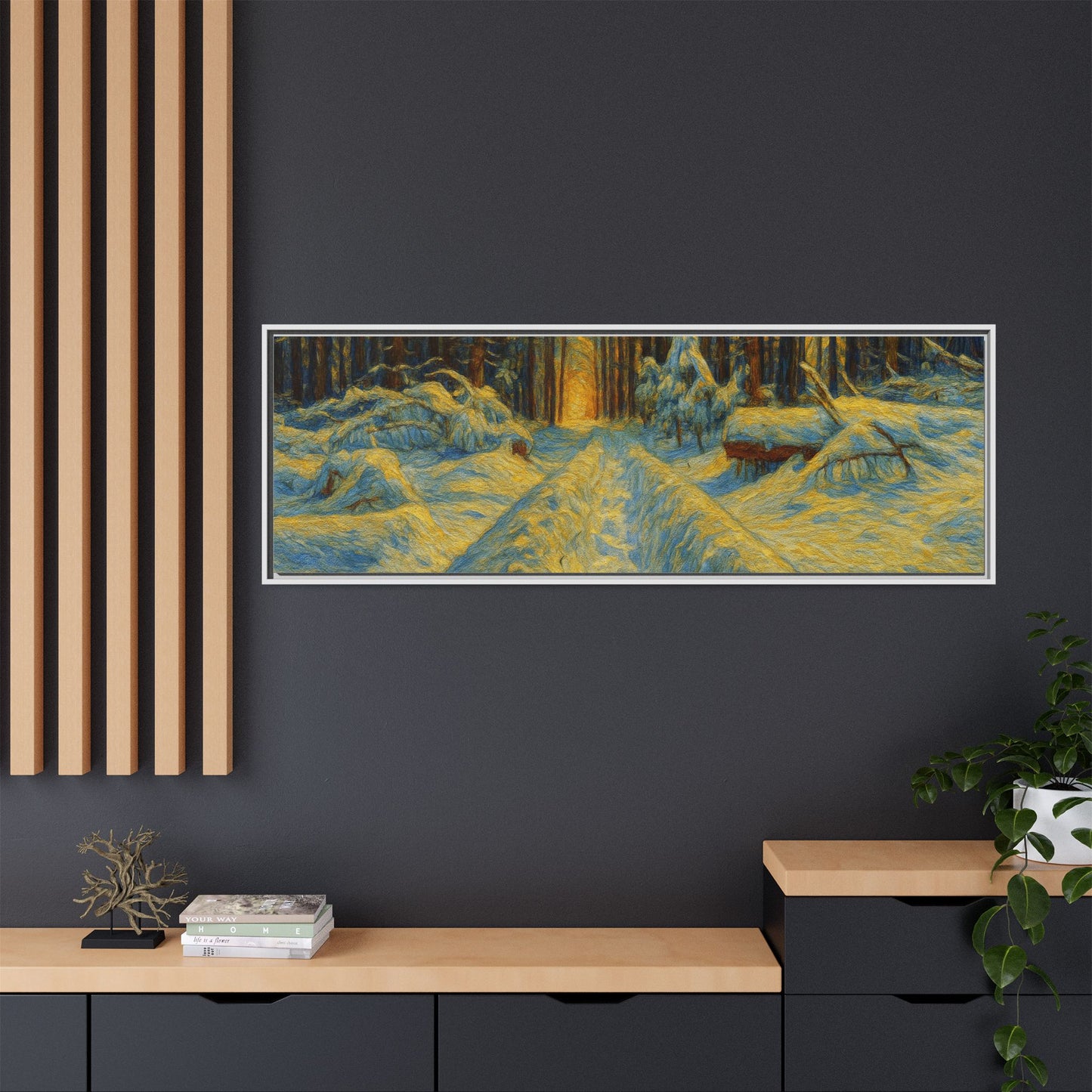Canvas Art, Winter Landscape Wall Decor, Nature Lovers Gift, Seasonal Decor, Holiday Wall Art, Cozy Home Decoration, Framed Matte Canvas