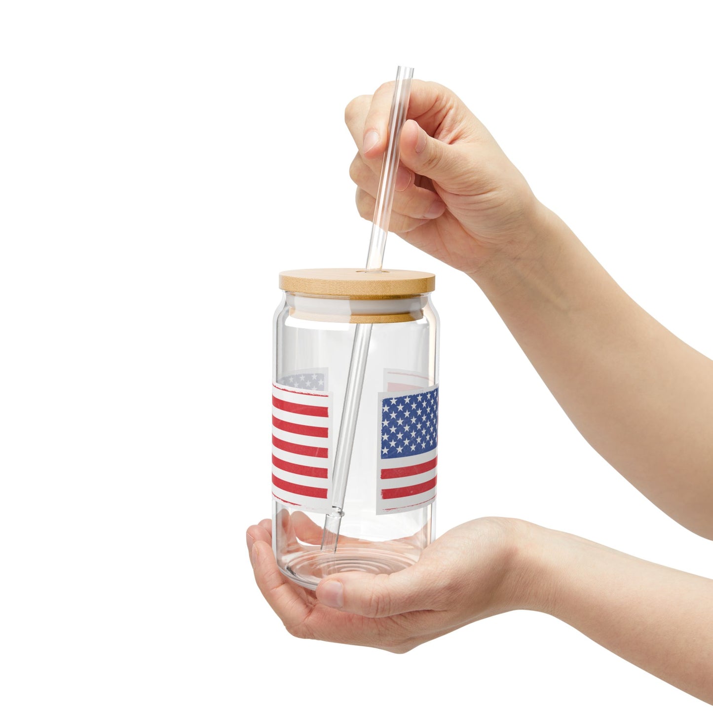Patriotic 16oz Sipper Glass with Straw, Perfect for BBQs, 4th of July, Gifts, Everyday Use, Summer Parties