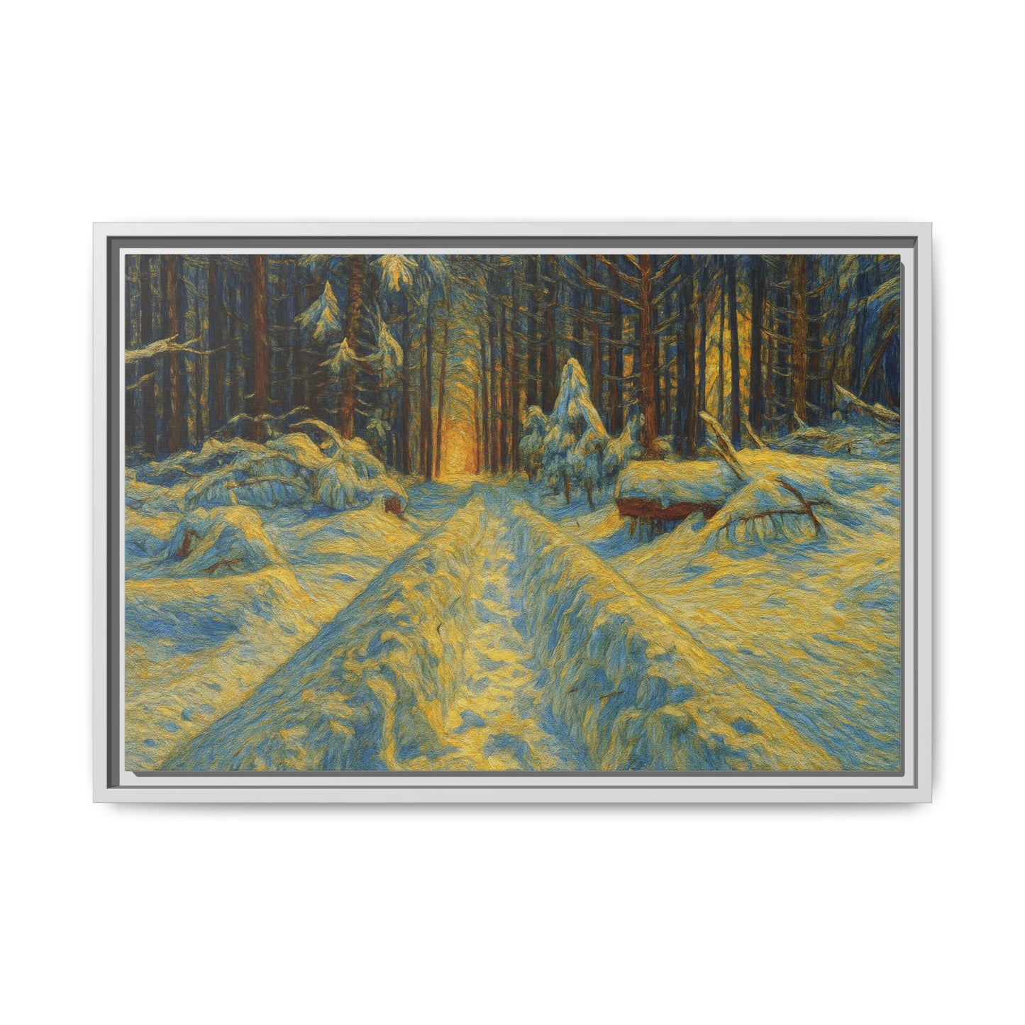 Canvas Art, Winter Landscape Wall Decor, Nature Lovers Gift, Seasonal Decor, Holiday Wall Art, Cozy Home Decoration, Framed Matte Canvas