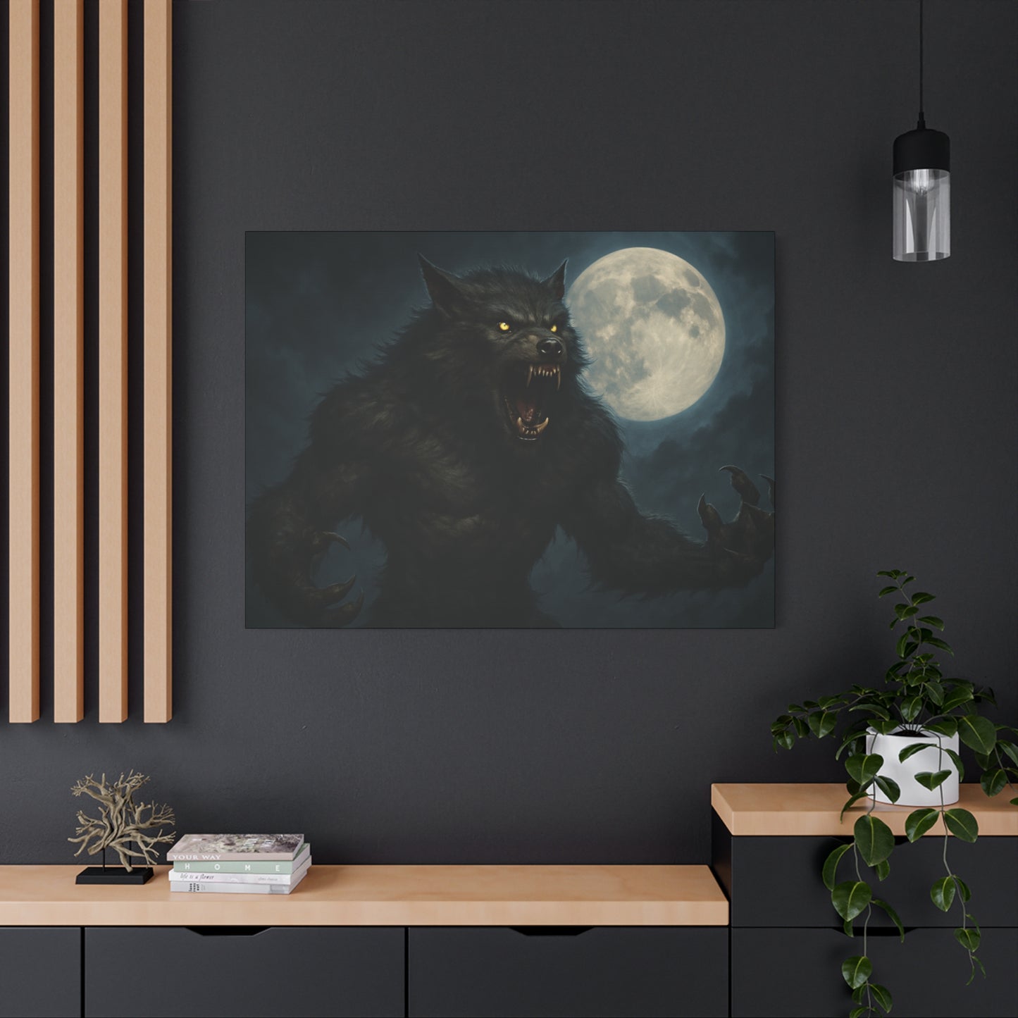 Werewolf Moon Canvas Art | Dark Fantasy Decor for Halloween, Gothic Home, Werewolf Lover Gift, Unique Wall Art, Spooky Decor