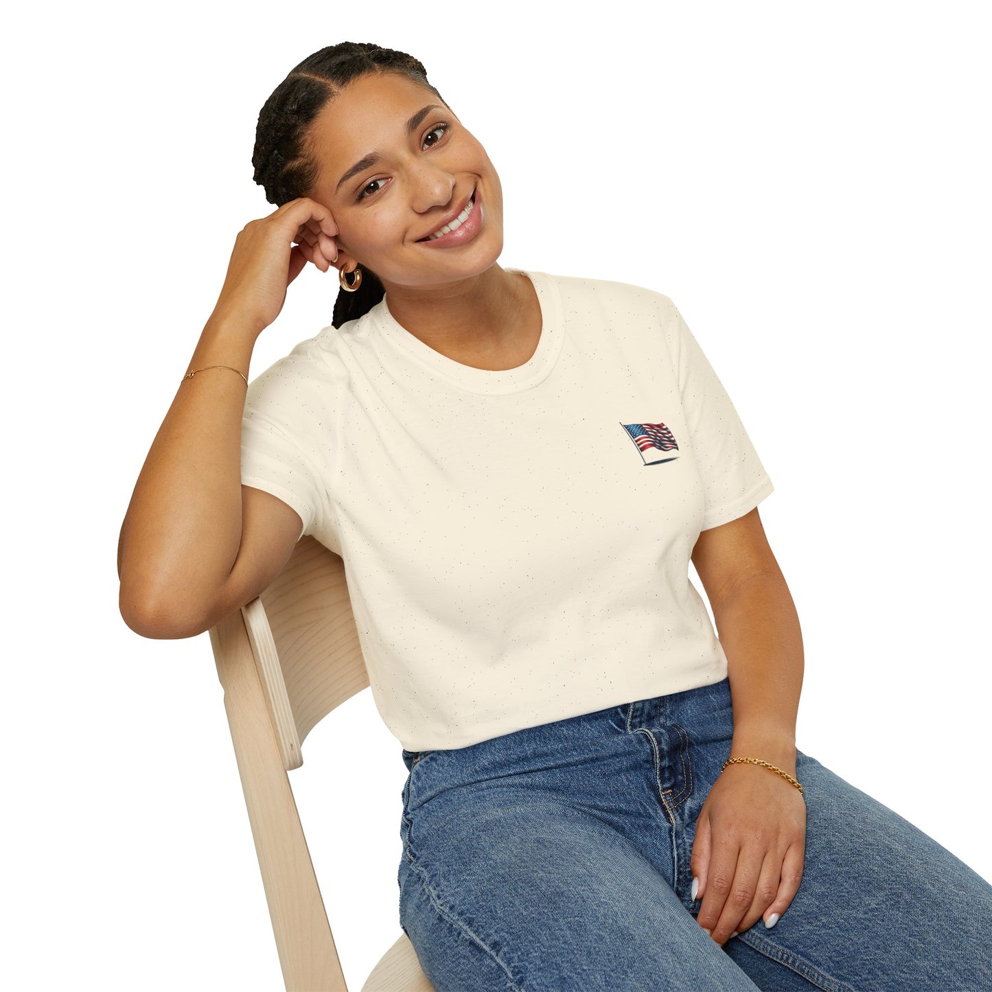 Patriotic Unisex Softstyle T-Shirt, American Flag Tee, USA Pride Shirt, Perfect for Independence Day, Casual Wear