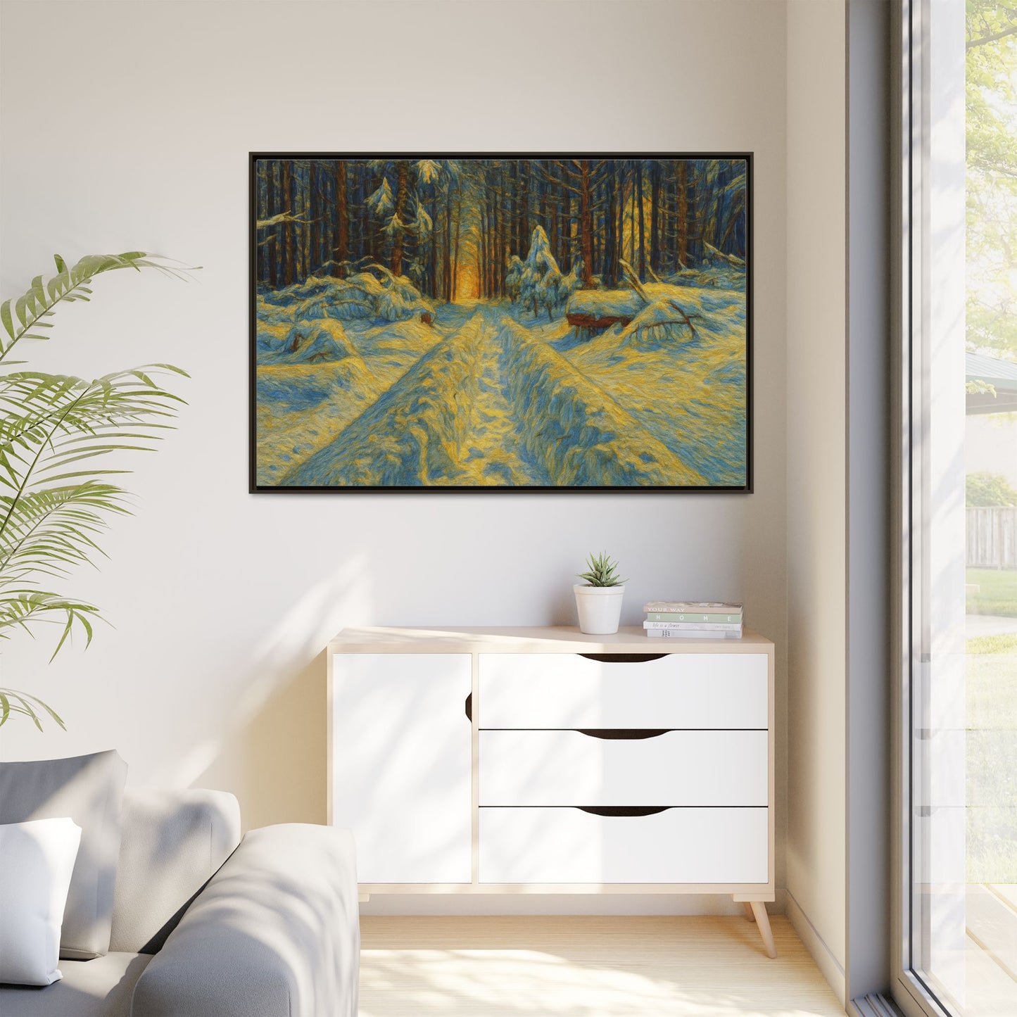 Canvas Art, Winter Landscape Wall Decor, Nature Lovers Gift, Seasonal Decor, Holiday Wall Art, Cozy Home Decoration, Framed Matte Canvas