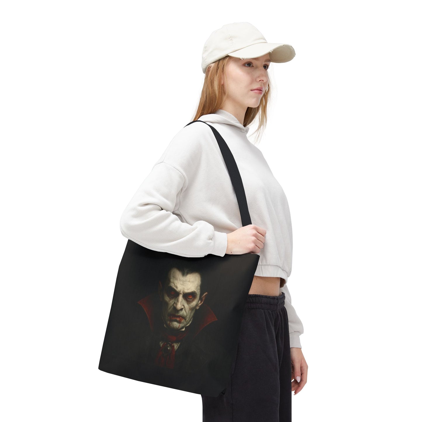 Vampire Haunted Tote Bag, Spooky Shopping Bag, Halloween Accessory, Gothic Style Handbag, Perfect for Halloween Parties, Unisex Tote