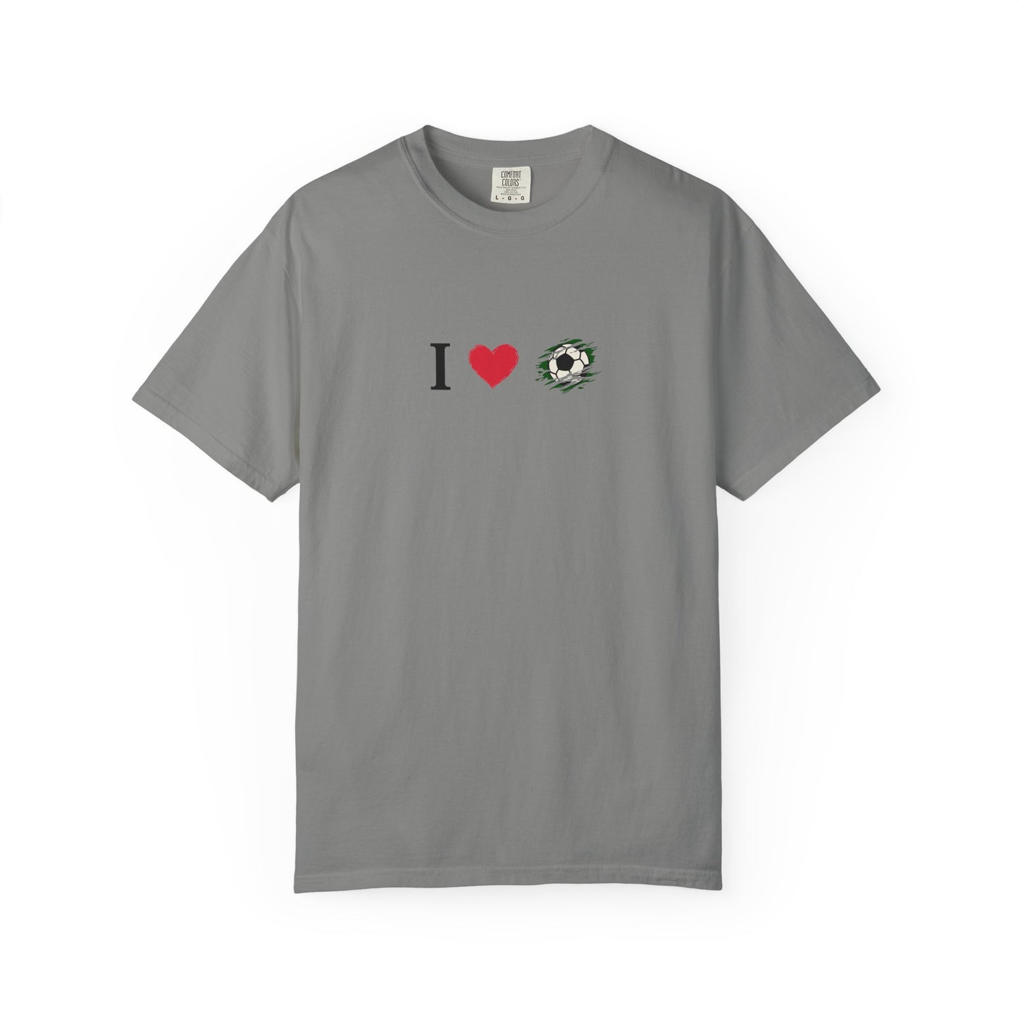 I Love Football (Soccer) Unisex Garment-Dyed T-shirt, Casual Tee, Everyday Wear, Gift for Him/Her, Stylish Apparel
