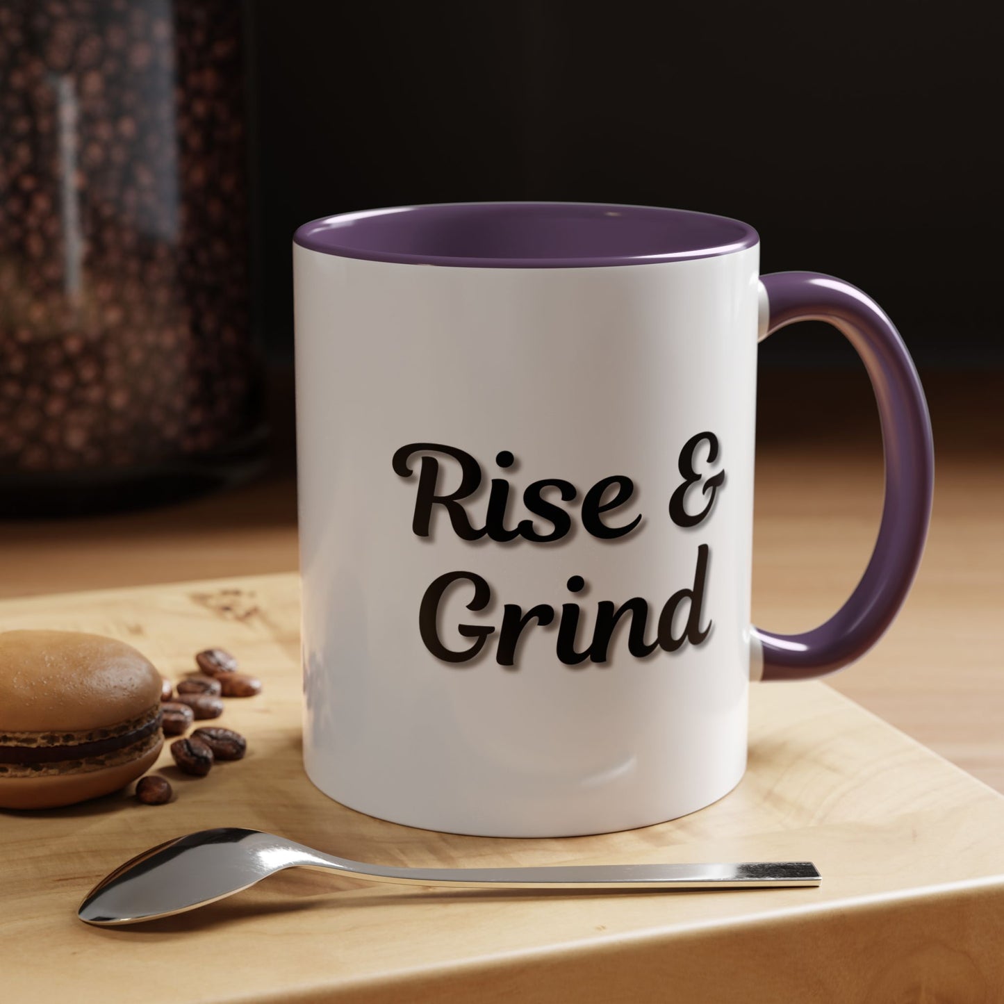 Rise & Grind Coffee Mug – Motivational Black Accent Mug for Daily Inspiration
