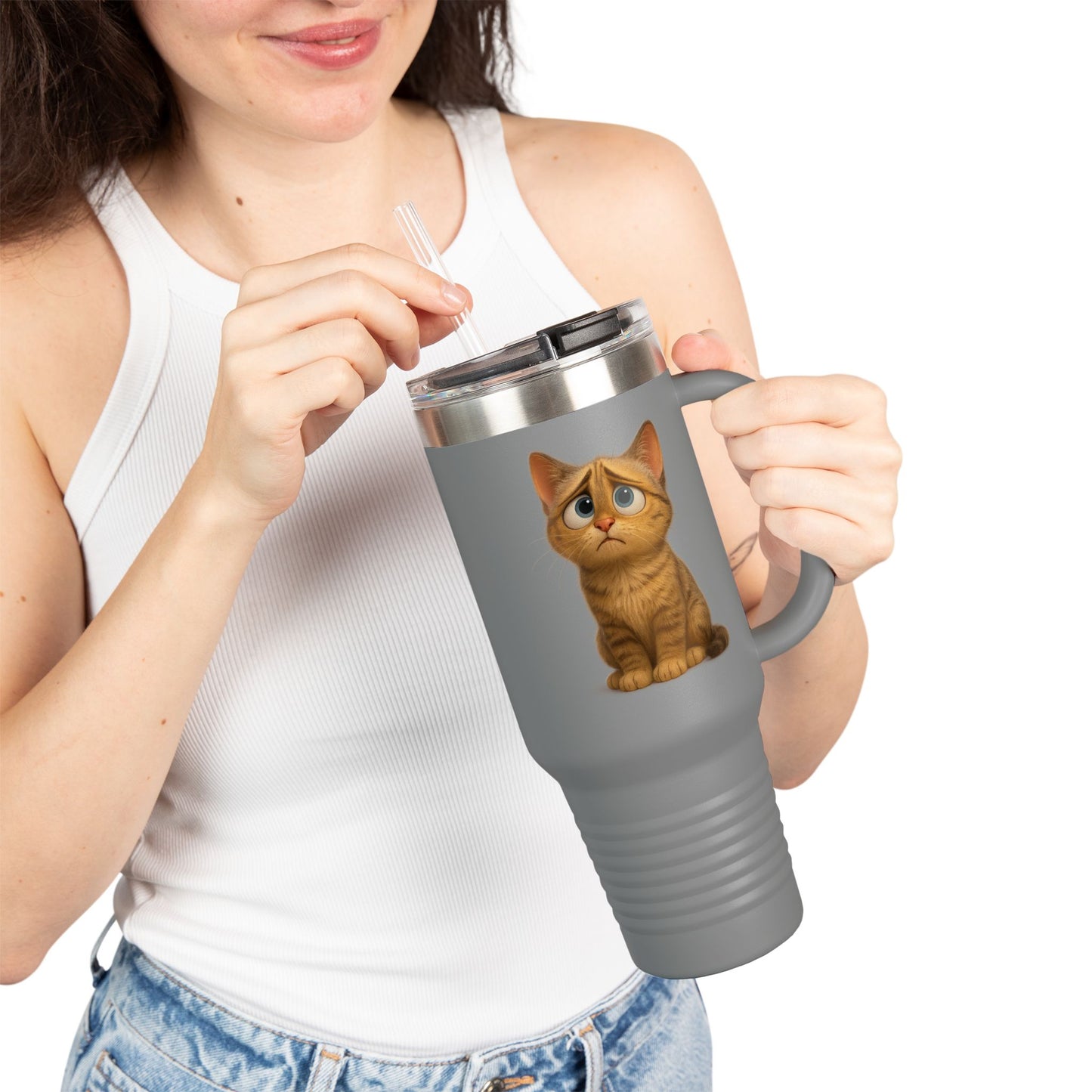 Cute Cat Insulated Travel Mug, 40oz - Perfect for Pet Lovers, Gifts for Cat Owners, Travel Accessories, Cute Drinkware, Animal Lovers