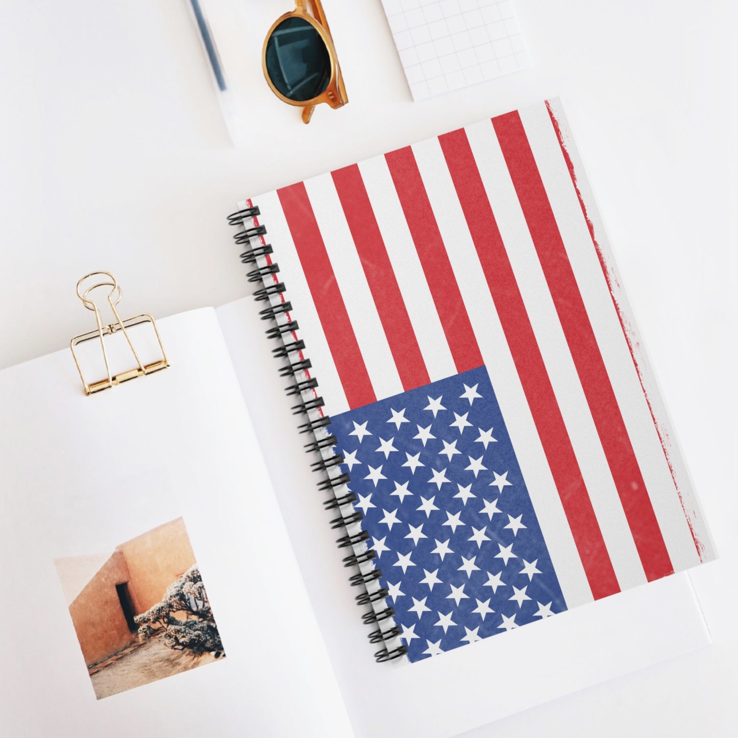 American Flag Spiral Notebook - Ruled Lines, Patriotic Journal, USA Theme, Gift for Veterans, College Supplies, Independence Day Notebook