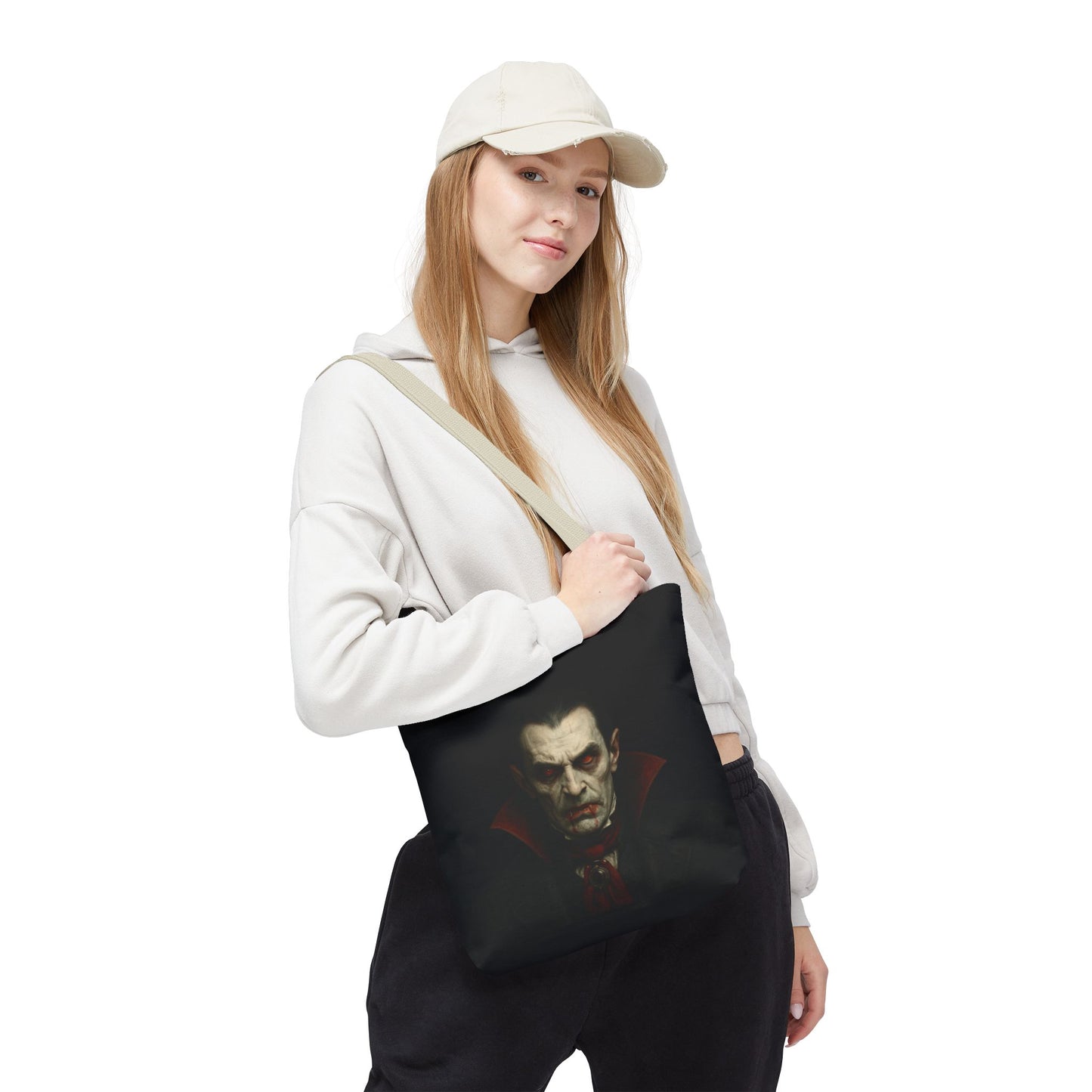 Vampire Haunted Tote Bag, Spooky Shopping Bag, Halloween Accessory, Gothic Style Handbag, Perfect for Halloween Parties, Unisex Tote