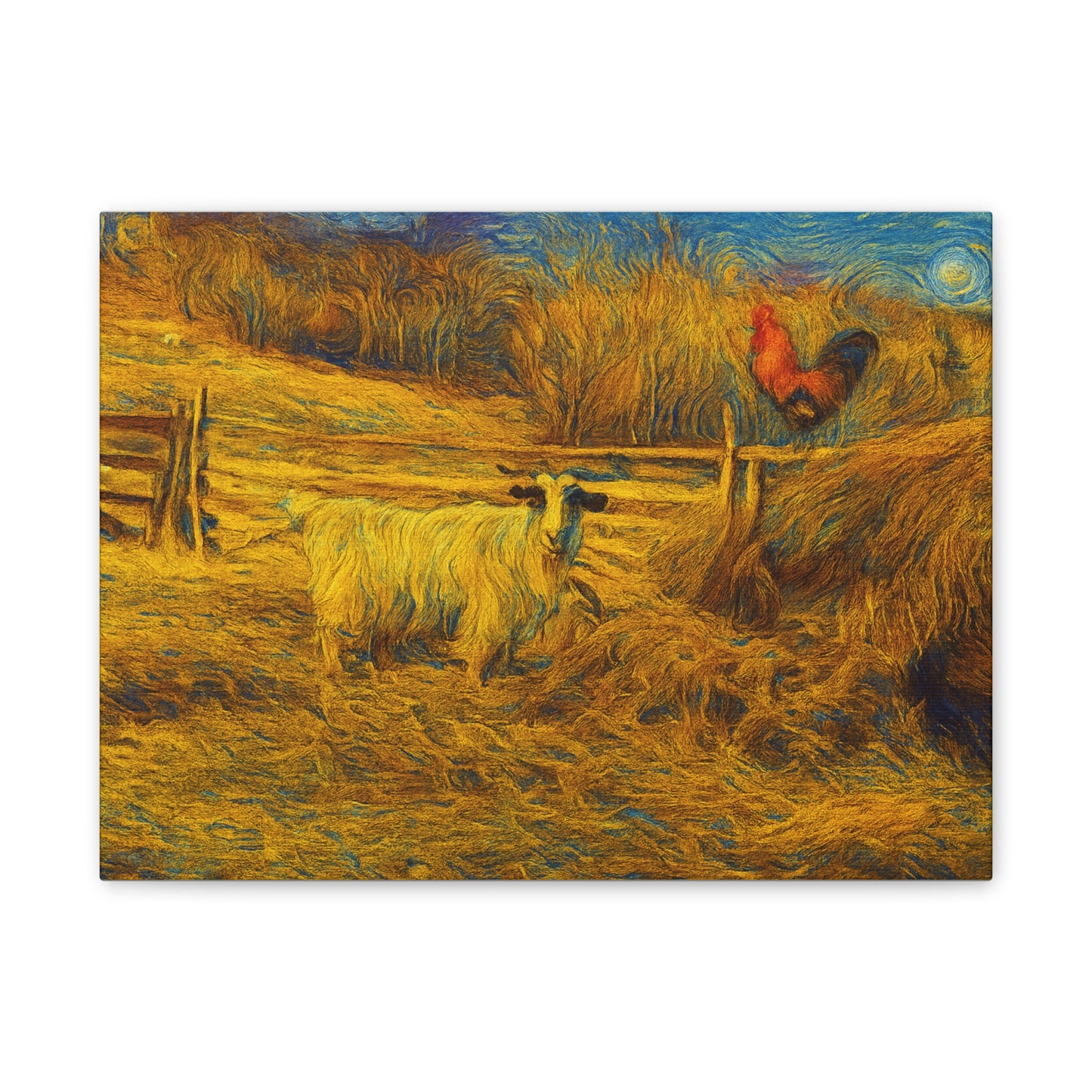 Farmhouse Canvas Wall Art - Rustic Animal Decor, Goat and Rooster Painting, Country Home, Farmhouse Style, Gift for Farmers