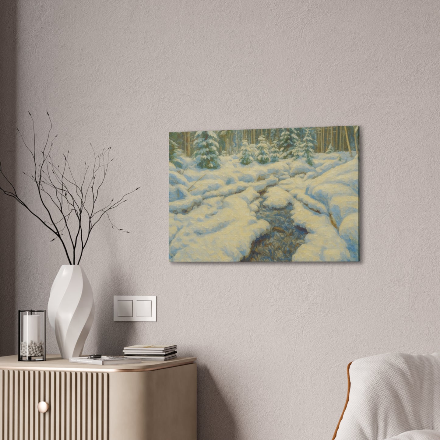 Winter Landscape Canvas Art, Nature Decor, Gallery Wall Art, Cozy Home Accent, Winter Wonderland Painting