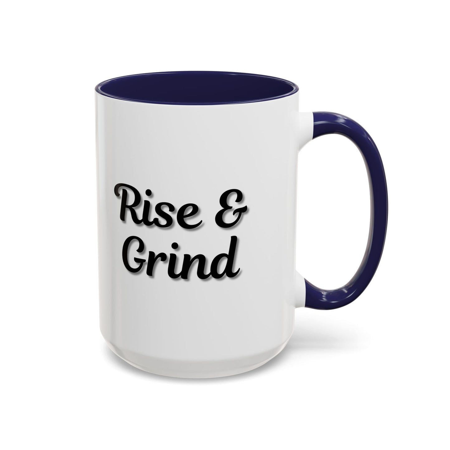 Rise & Grind Coffee Mug – Motivational Black Accent Mug for Daily Inspiration