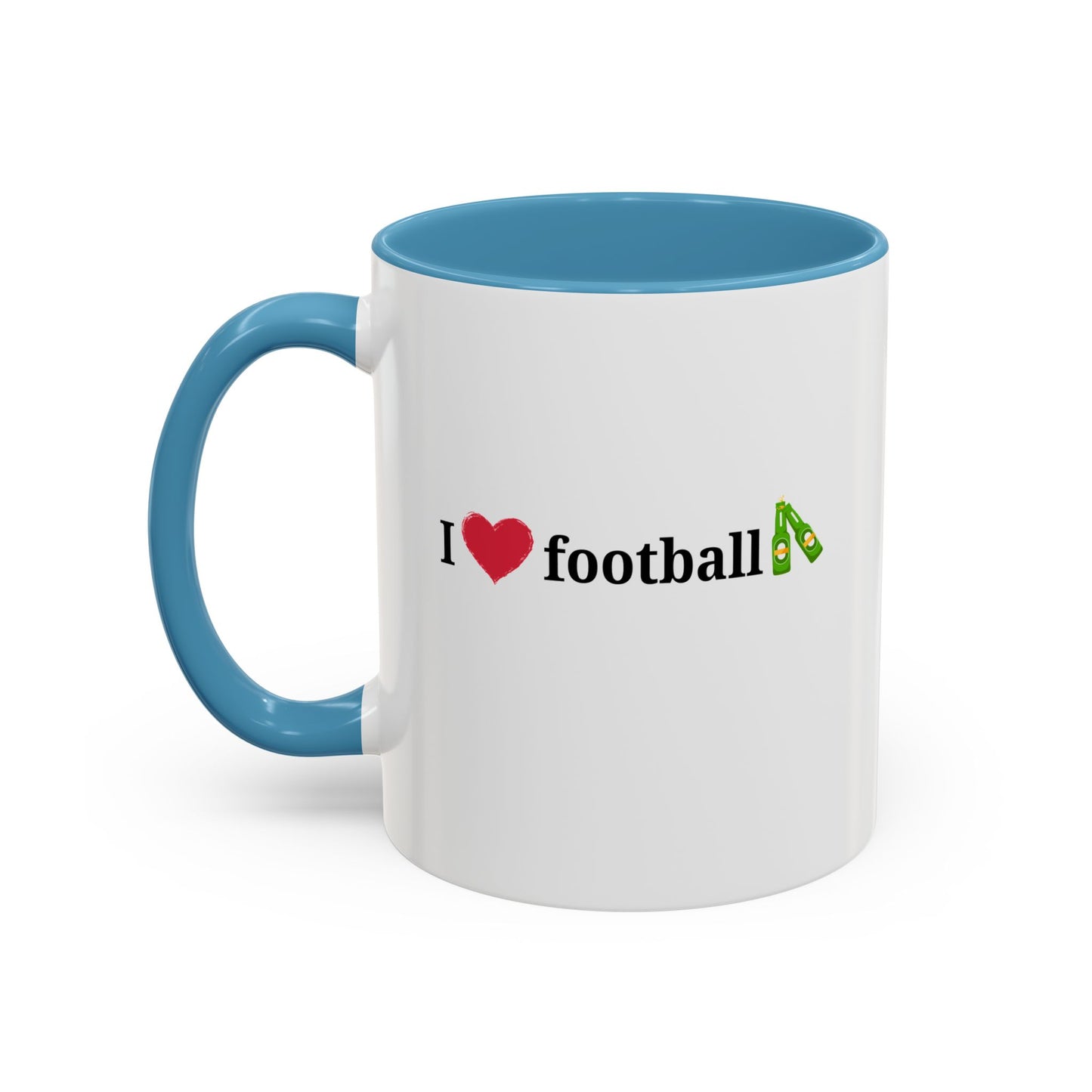 I Love Football Accent Coffee Mug, Perfect Gift for Sports Lovers, Football Enthusiasts, Unique Mug for Game Days, Home or Office Decor