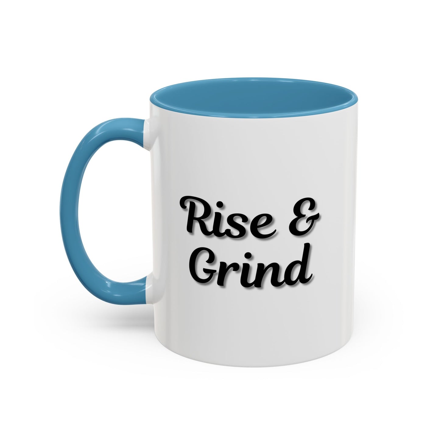 Rise & Grind Coffee Mug – Motivational Black Accent Mug for Daily Inspiration