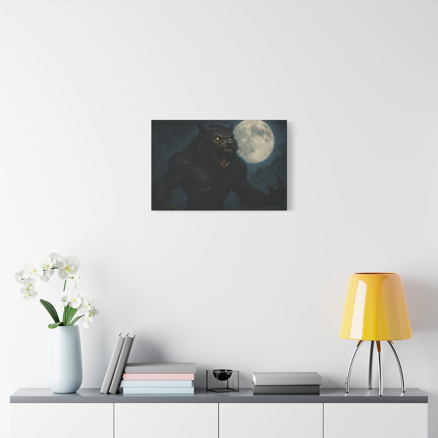 Werewolf Moon Canvas Art | Dark Fantasy Decor for Halloween, Gothic Home, Werewolf Lover Gift, Unique Wall Art, Spooky Decor