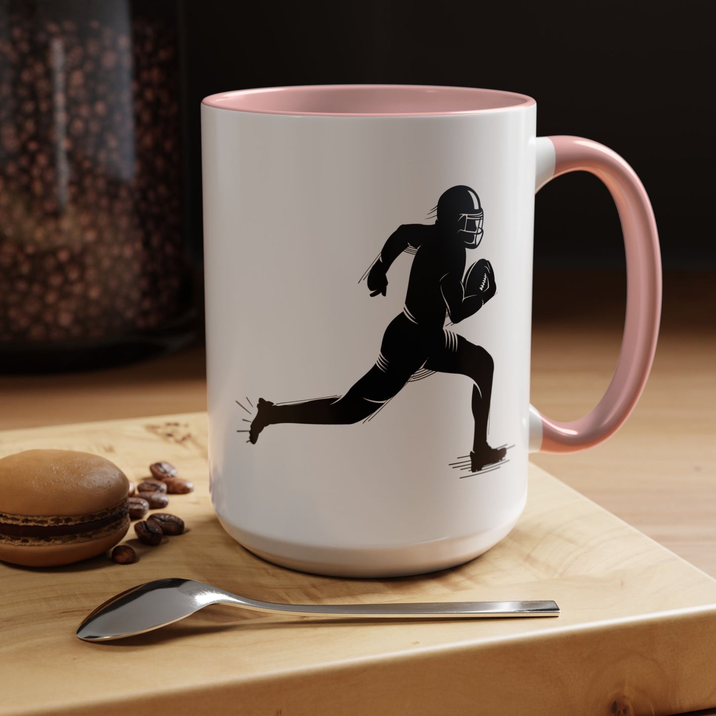 Football Player Themed Accent Coffee Mug, Sports Fan Gift, Unique Mug for Athletes, Coffee Lover, Game Day Essential