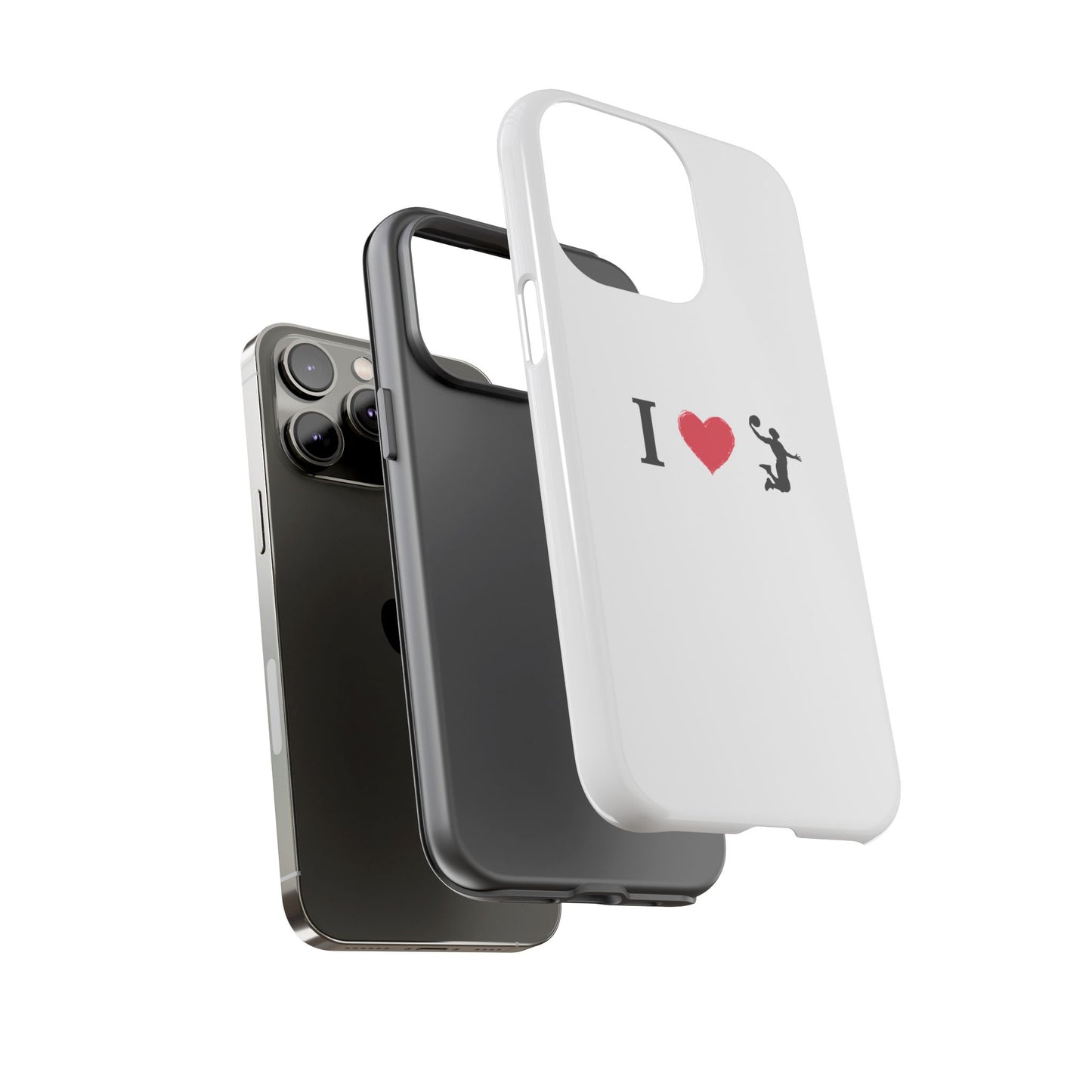 I Love Basketball Phone Case, Sporty Cell Cover, Basketball Gift for Players, Tough Cases, Love for Sports Accessories
