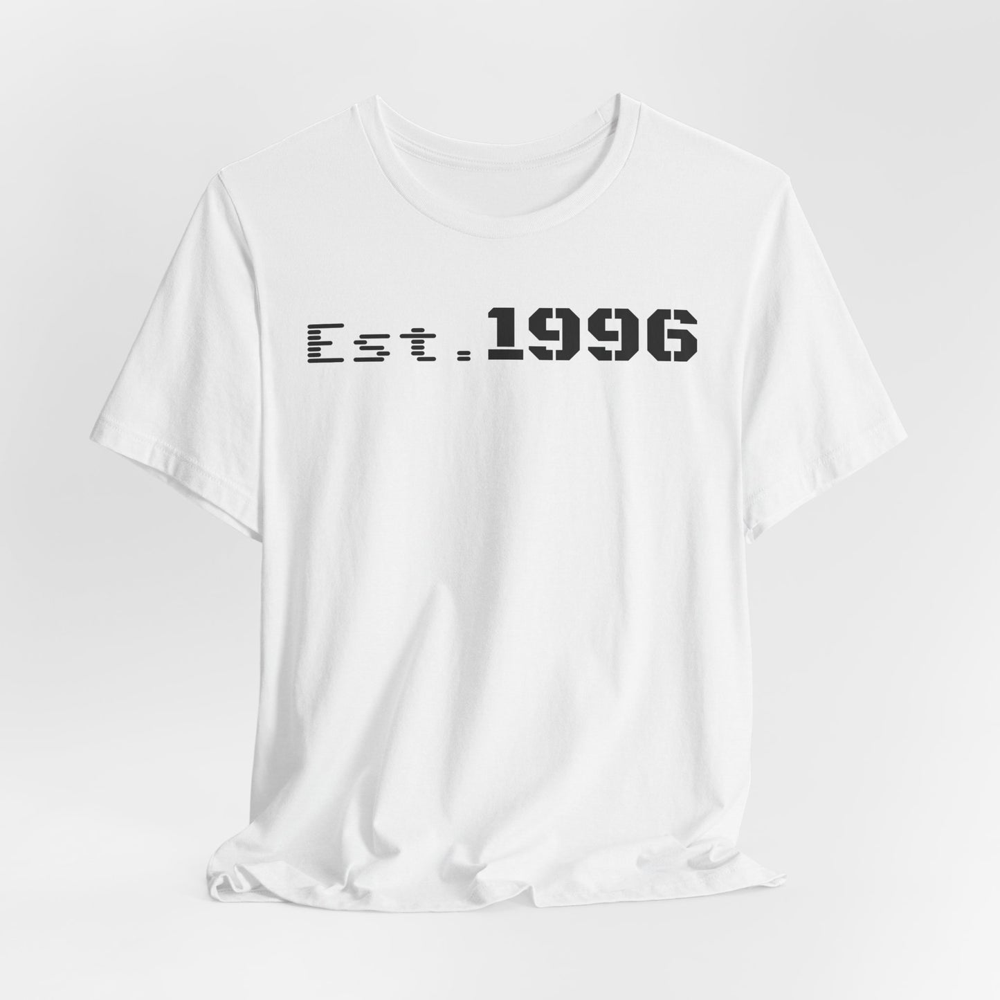 Unisex Jersey Tee - 'Est. 1996' Graphic Shirt, Birthday Gift, Casual Wear, Vintage Style, Retro Fashion, Gift for Him/Her