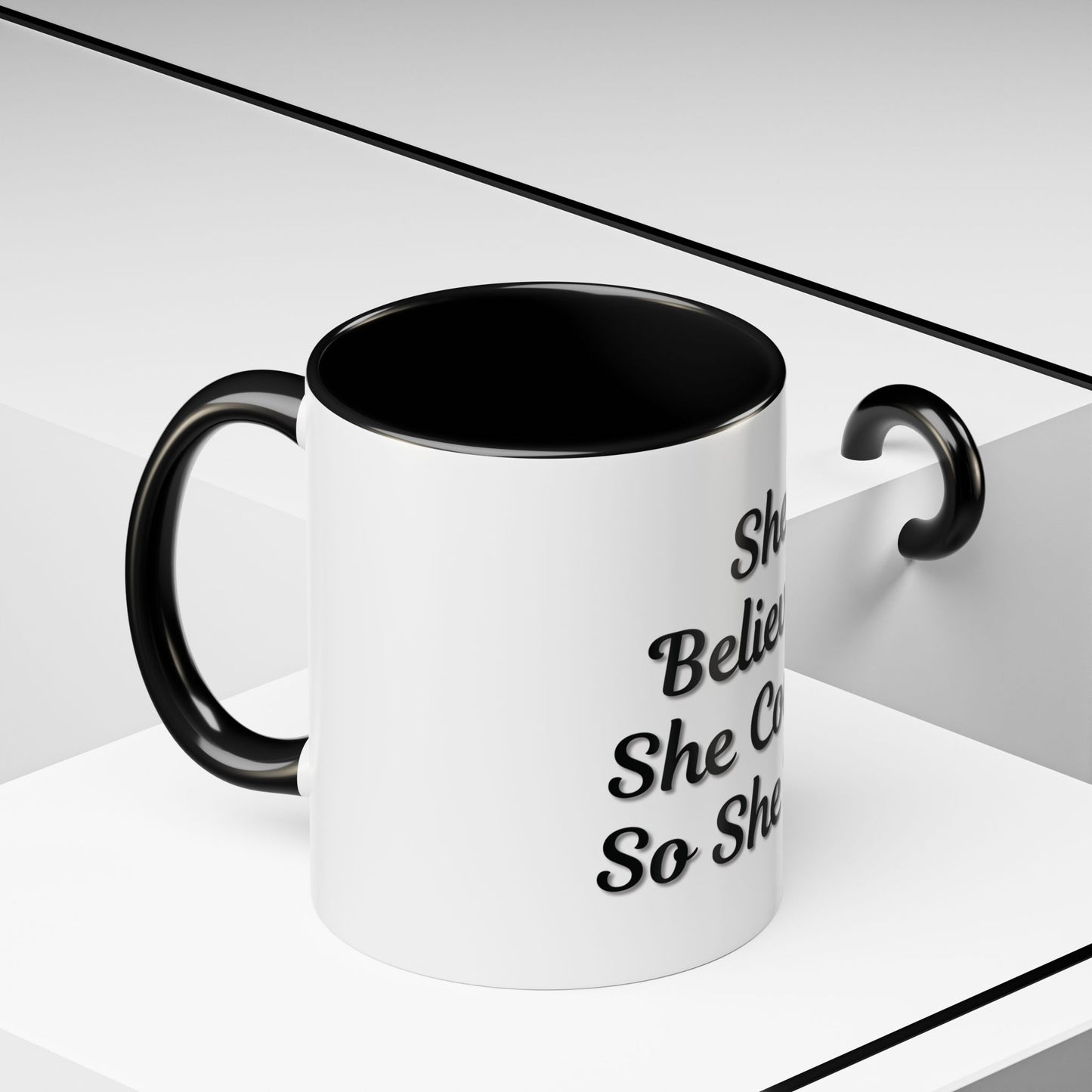 Inspiring Accent Coffee Mug - 'She Believed She Could, So She Did' - 11oz & 15oz