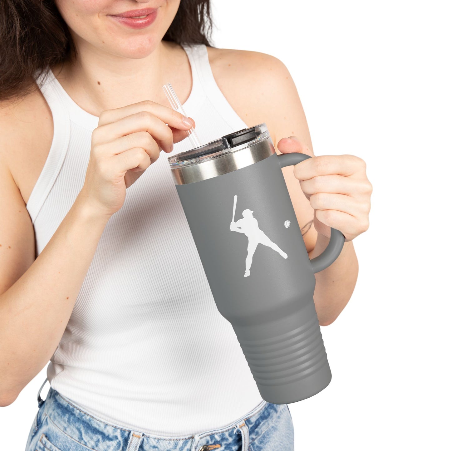 Baseball-Themed Insulated Travel Mug, Perfect for Fans & Athletes, Gift for Sports Lovers, 40oz Drinkware for Home & Road