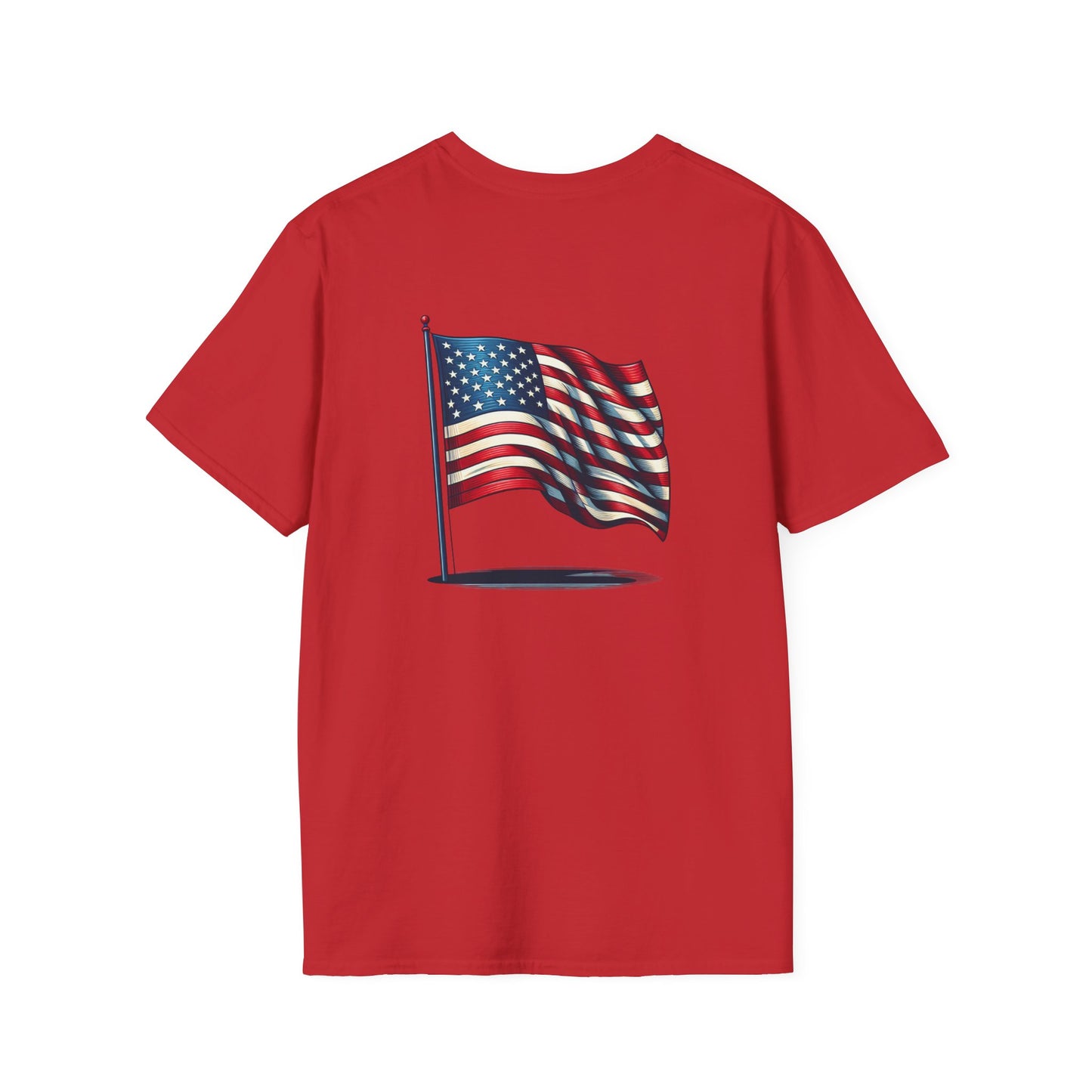 Patriotic Unisex Softstyle T-Shirt, American Flag Tee, USA Pride Shirt, Perfect for Independence Day, Casual Wear