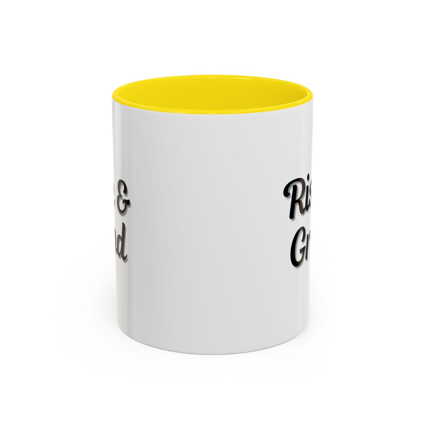 Rise & Grind Coffee Mug – Motivational Black Accent Mug for Daily Inspiration