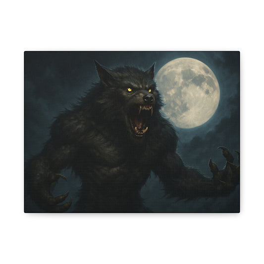 Werewolf Moon Canvas Art | Dark Fantasy Decor for Halloween, Gothic Home, Werewolf Lover Gift, Unique Wall Art, Spooky Decor