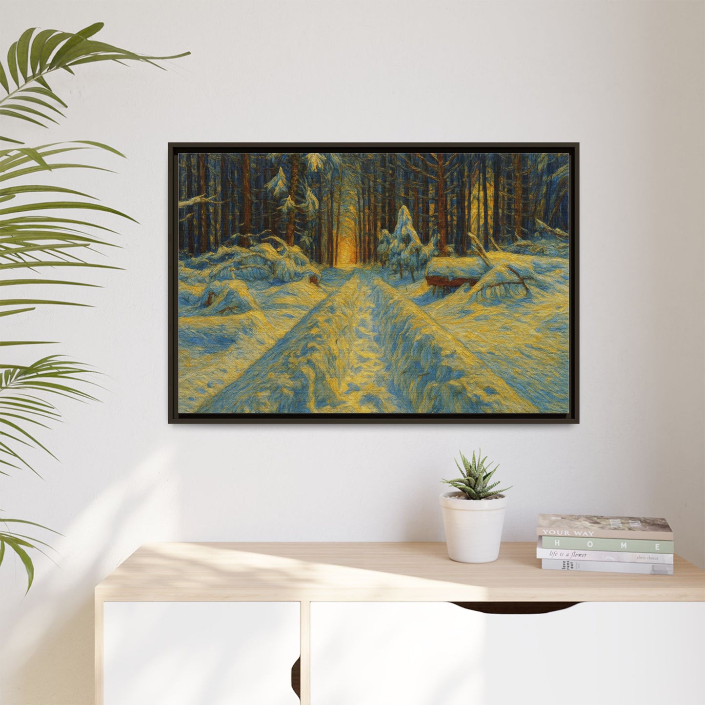 Canvas Art, Winter Landscape Wall Decor, Nature Lovers Gift, Seasonal Decor, Holiday Wall Art, Cozy Home Decoration, Framed Matte Canvas