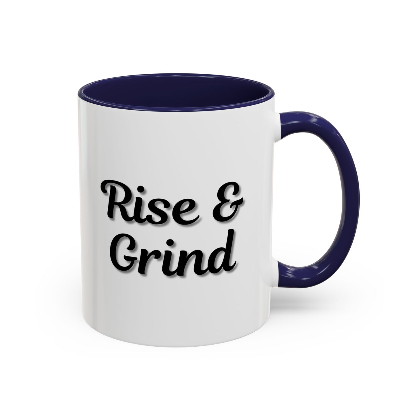 Rise & Grind Coffee Mug – Motivational Black Accent Mug for Daily Inspiration