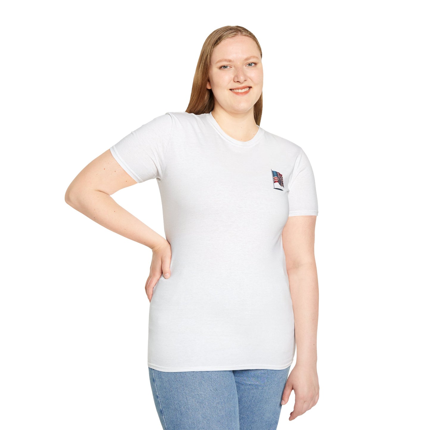 Patriotic Unisex Softstyle T-Shirt, American Flag Tee, USA Pride Shirt, Perfect for Independence Day, Casual Wear