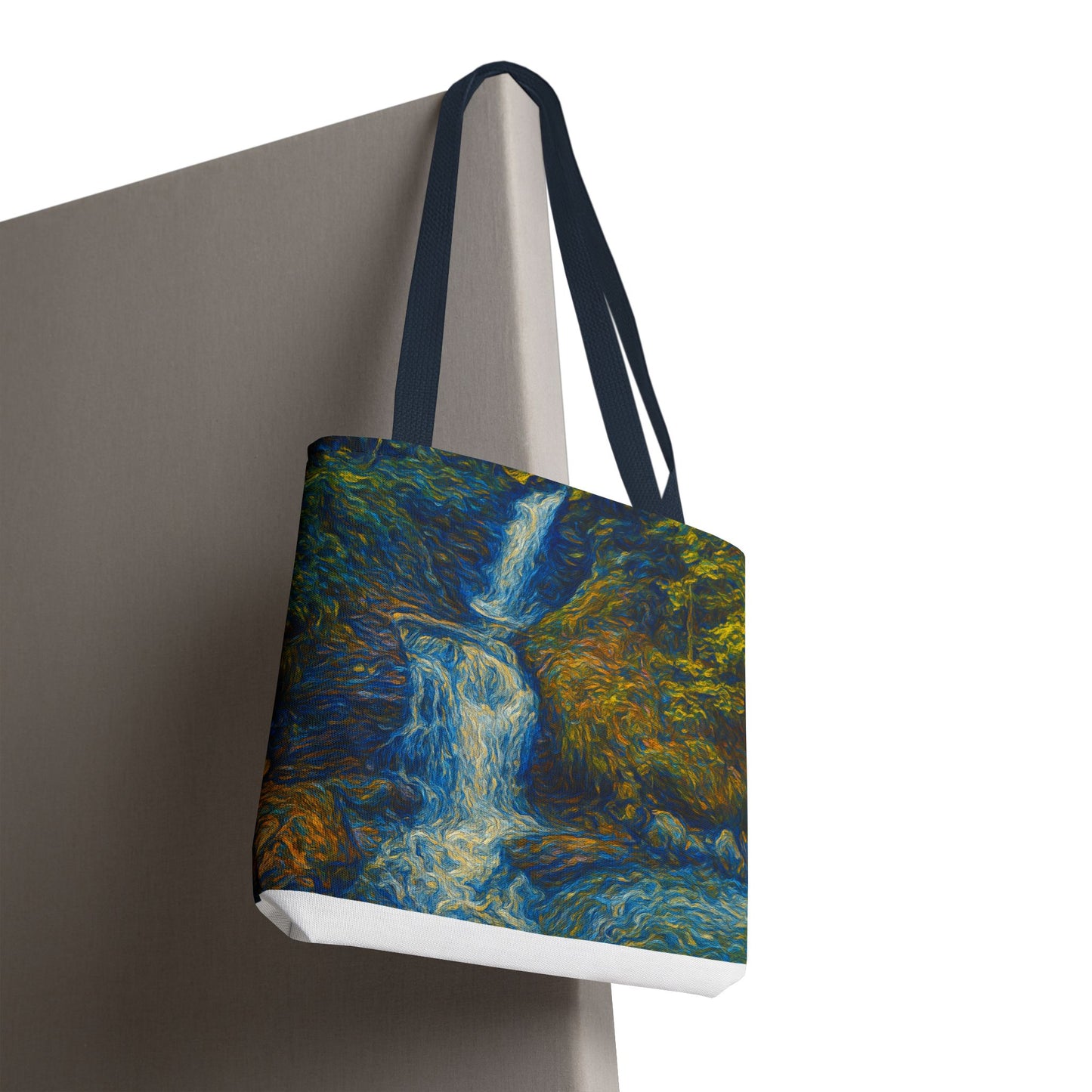 Nature-Inspired Tote Bag, Artistic Eco-Friendly Shopper, Waterfall Design, Reusable Market Bag, Gift for Nature Lovers