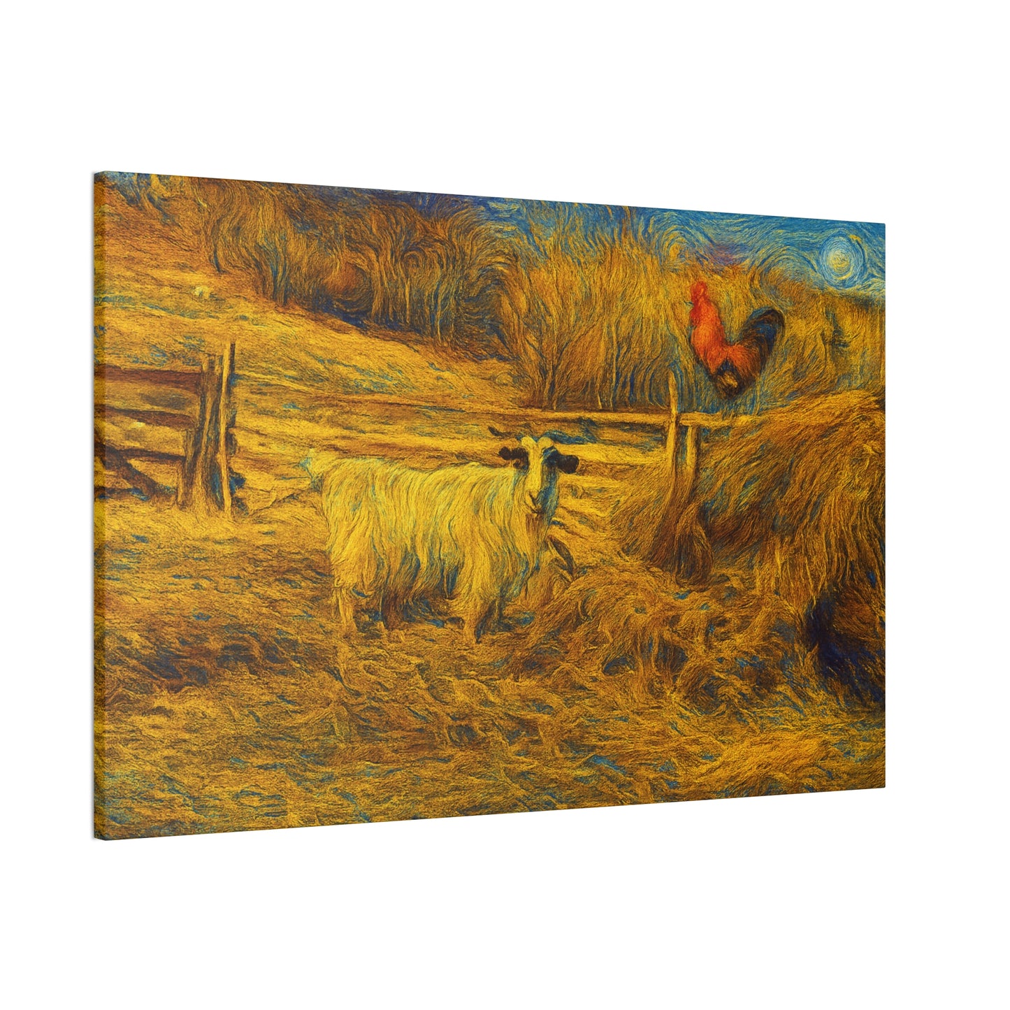 Farmhouse Canvas Wall Art - Rustic Animal Decor, Goat and Rooster Painting, Country Home, Farmhouse Style, Gift for Farmers