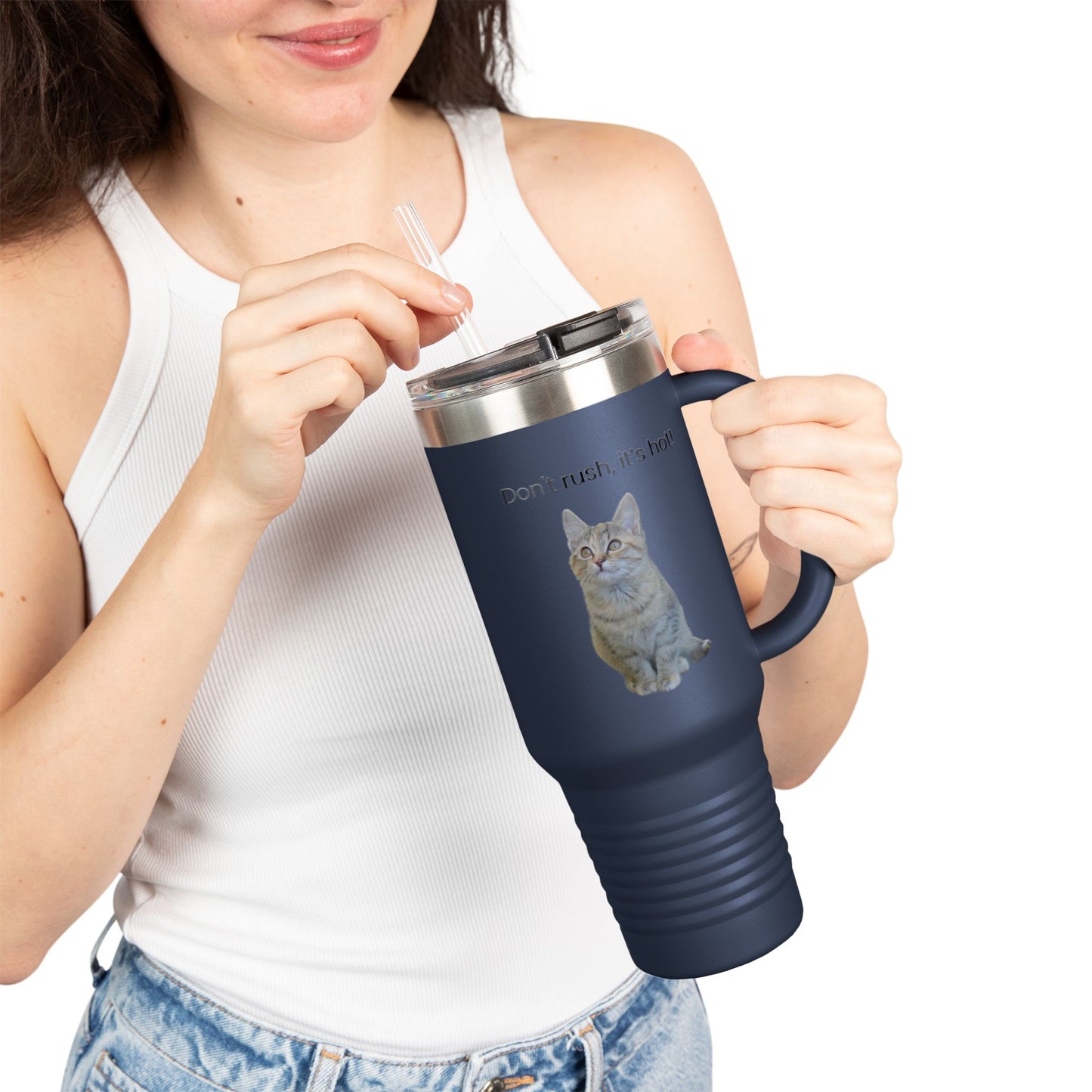 Funny Cat Insulated Travel Mug - 40oz - Perfect for Hot Drinks
