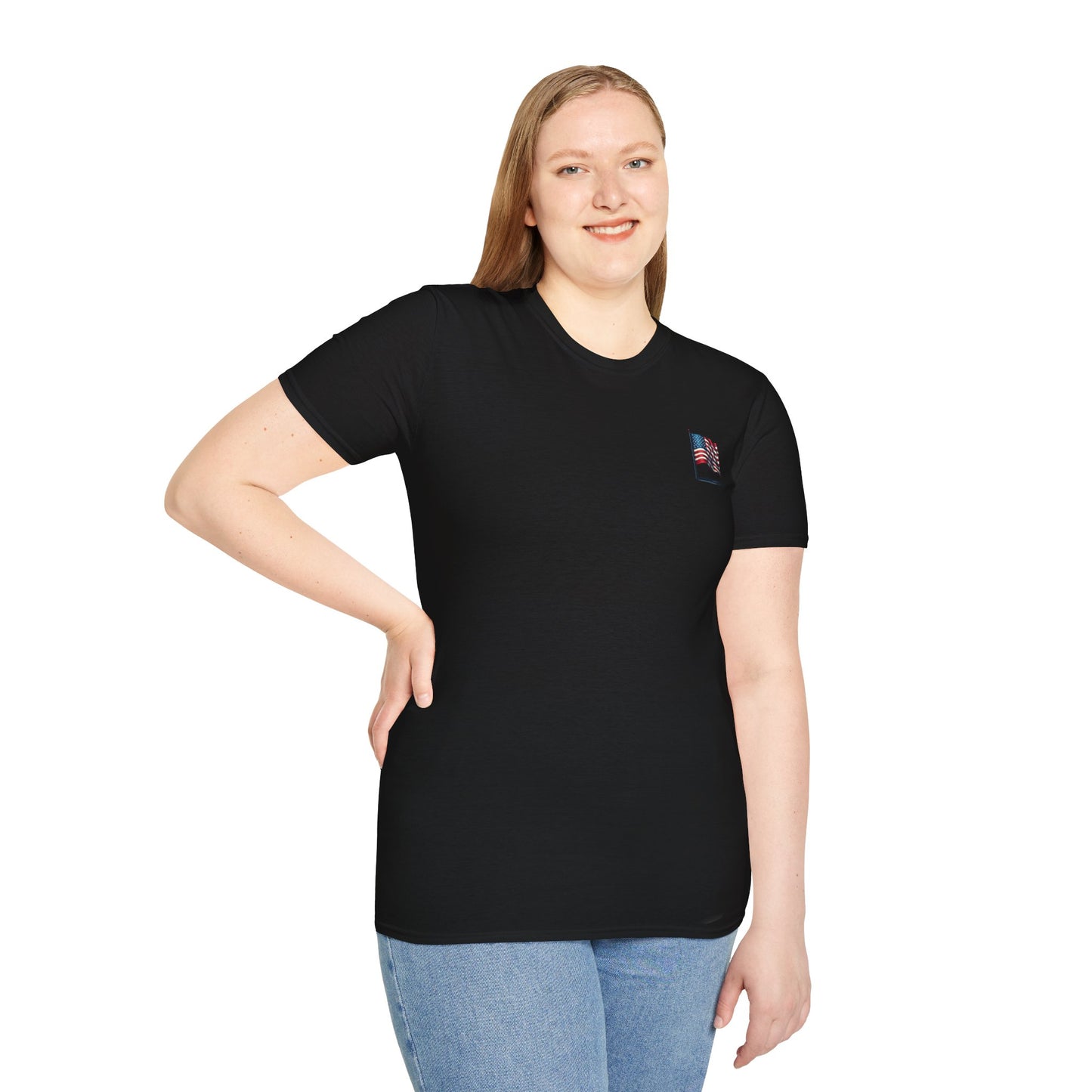 Patriotic Unisex Softstyle T-Shirt, American Flag Tee, USA Pride Shirt, Perfect for Independence Day, Casual Wear