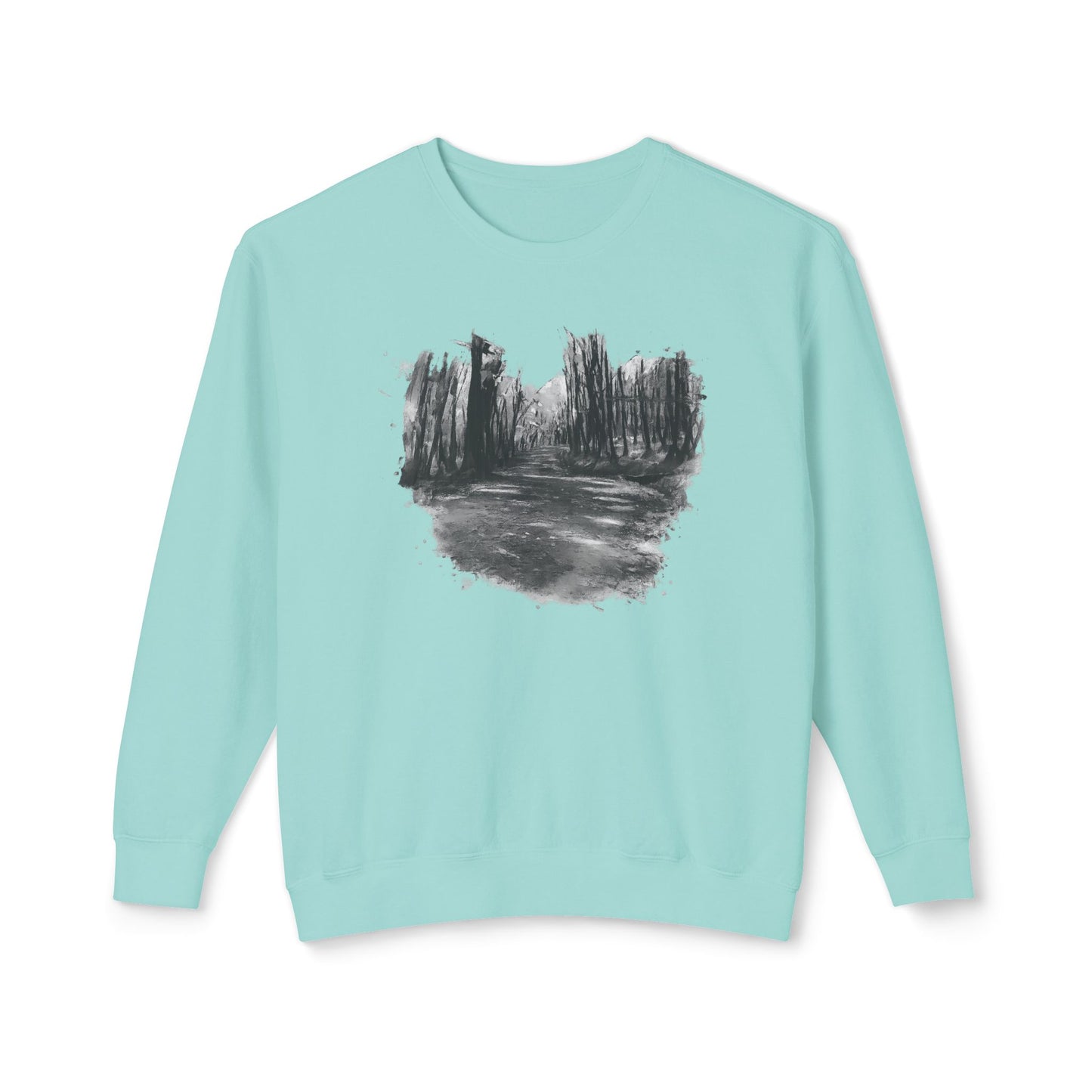 Scenic Minimalist Crewneck Sweatshirt - Cozy Art Tee for Nature Lovers, Gift for Her, Layering Essential, Perfect for Fall, Everyday Wear