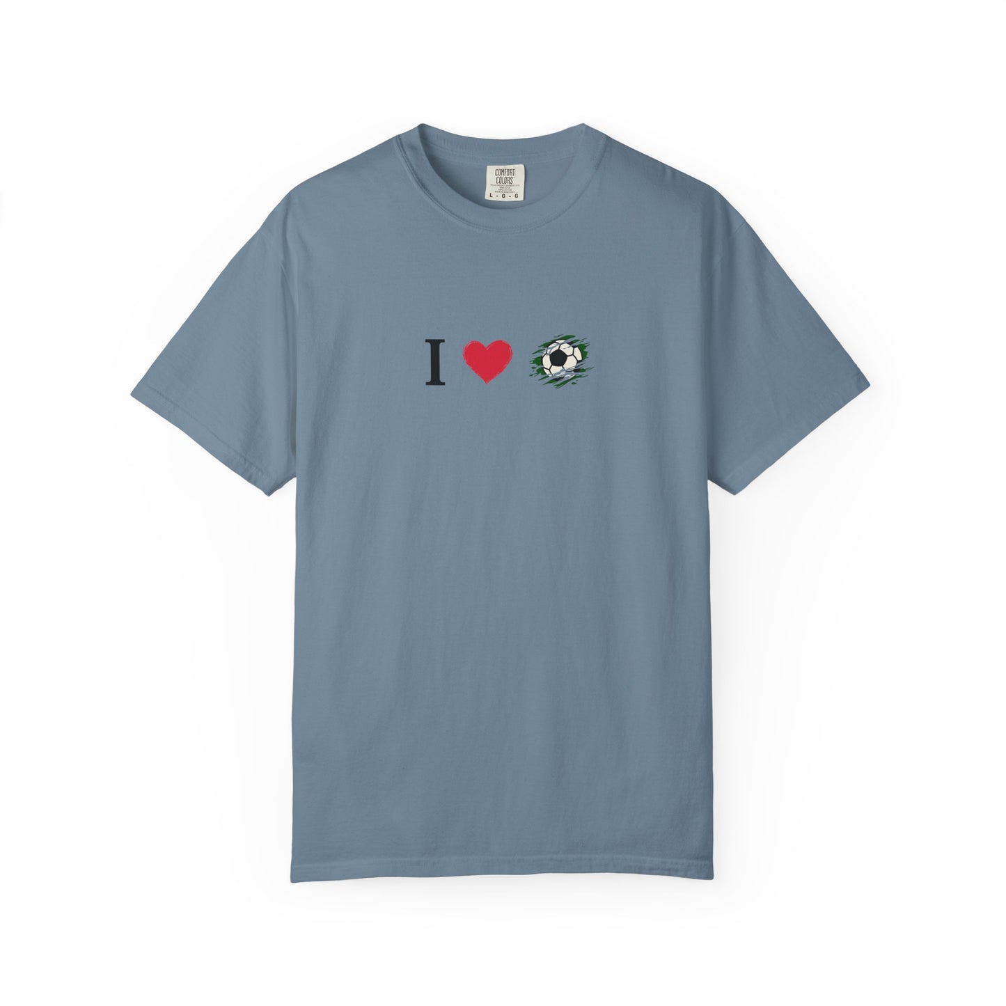 I Love Football (Soccer) Unisex Garment-Dyed T-shirt, Casual Tee, Everyday Wear, Gift for Him/Her, Stylish Apparel