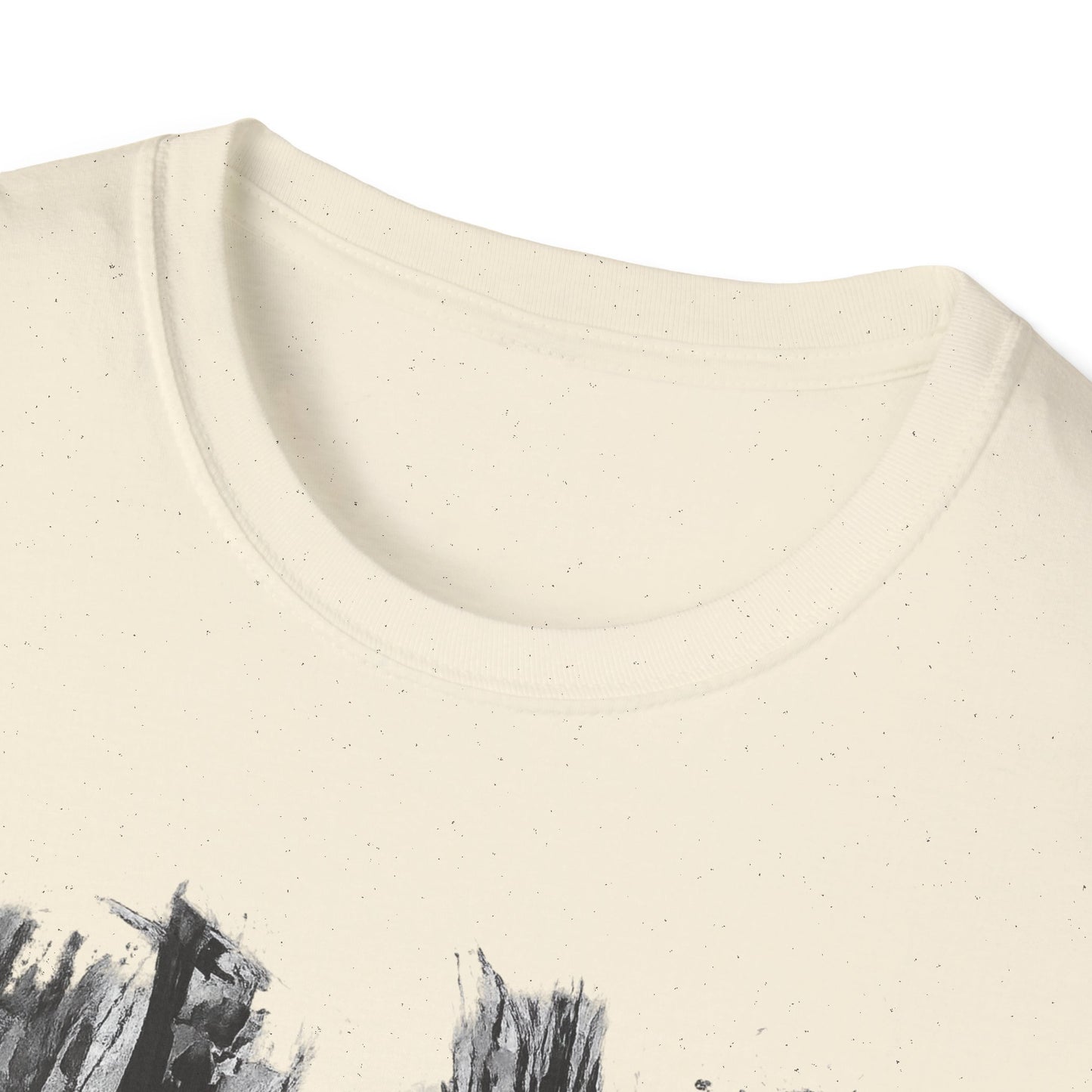 Unisex Softstyle T-Shirt with Abstract Landscape Art, Casual Wear, Gift for Art Lovers, Everyday Fashion, Nature Inspired Tee