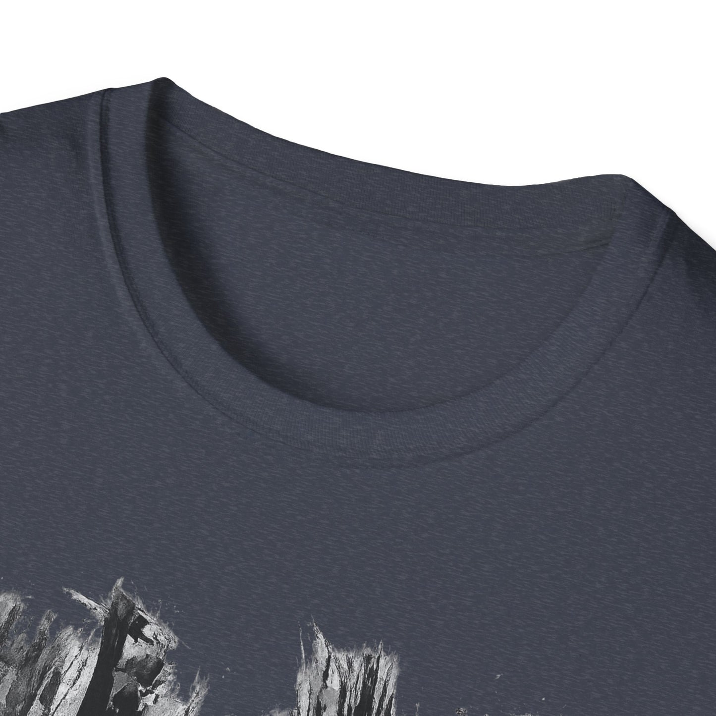 Unisex Softstyle T-Shirt with Abstract Landscape Art, Casual Wear, Gift for Art Lovers, Everyday Fashion, Nature Inspired Tee