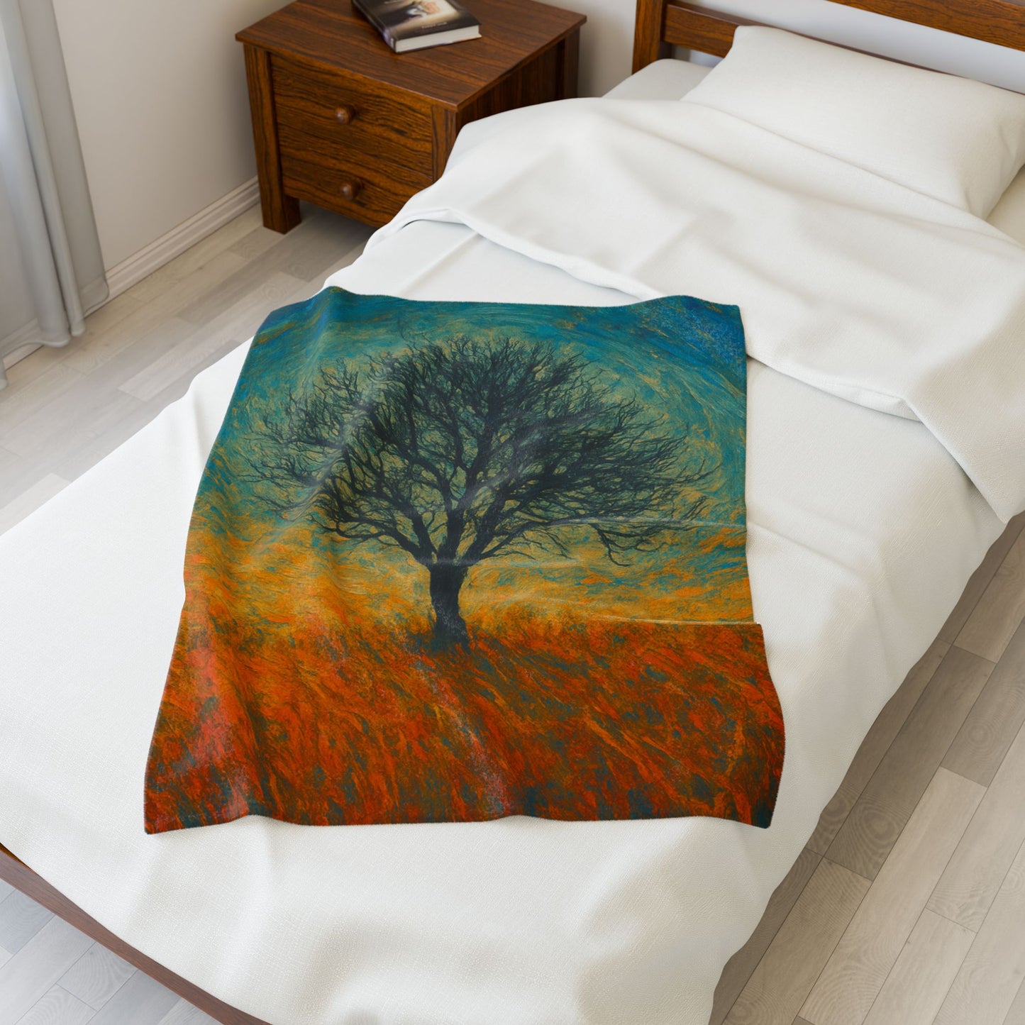 Cozy Velveteen Plush Blanket with Serene Tree Design | Comfortable Home Decor, Gift for Nature Lovers, Cozy Nights, Warmth&Style
