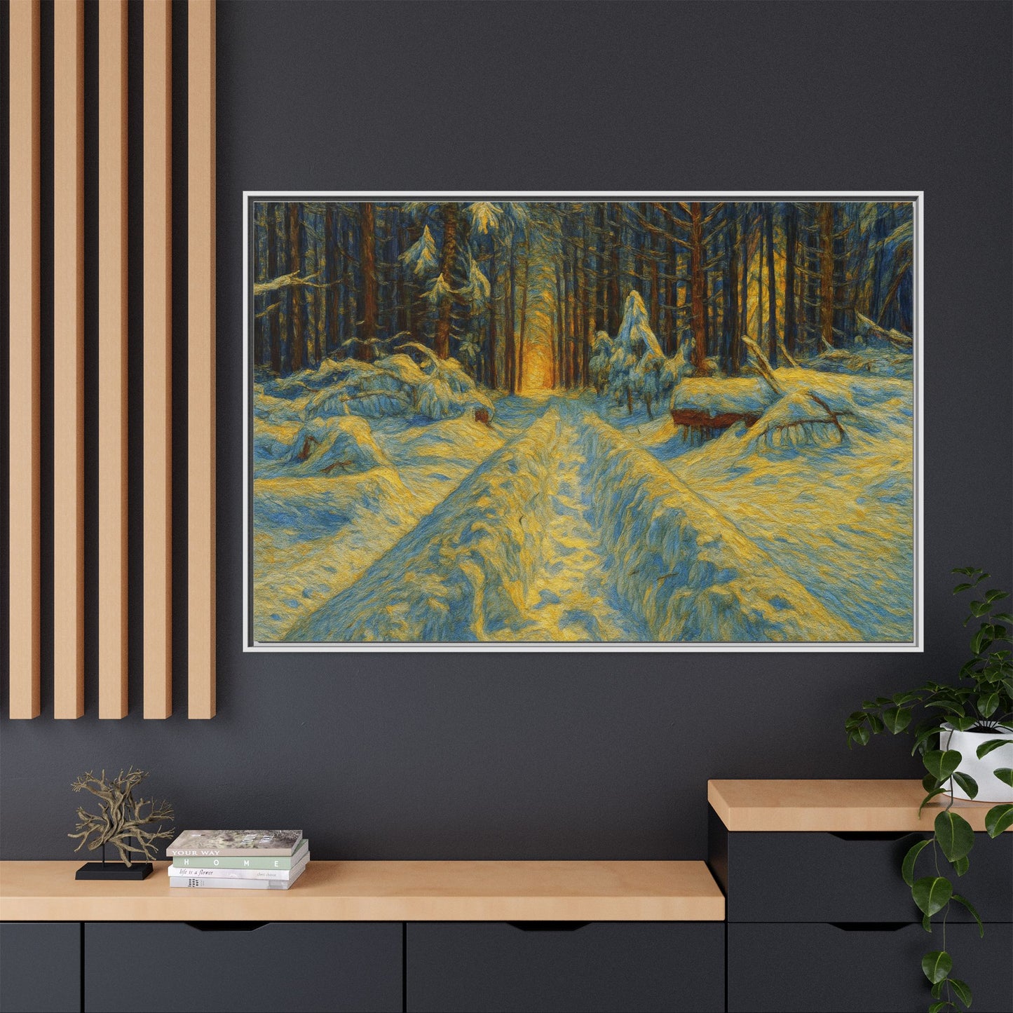 Canvas Art, Winter Landscape Wall Decor, Nature Lovers Gift, Seasonal Decor, Holiday Wall Art, Cozy Home Decoration, Framed Matte Canvas