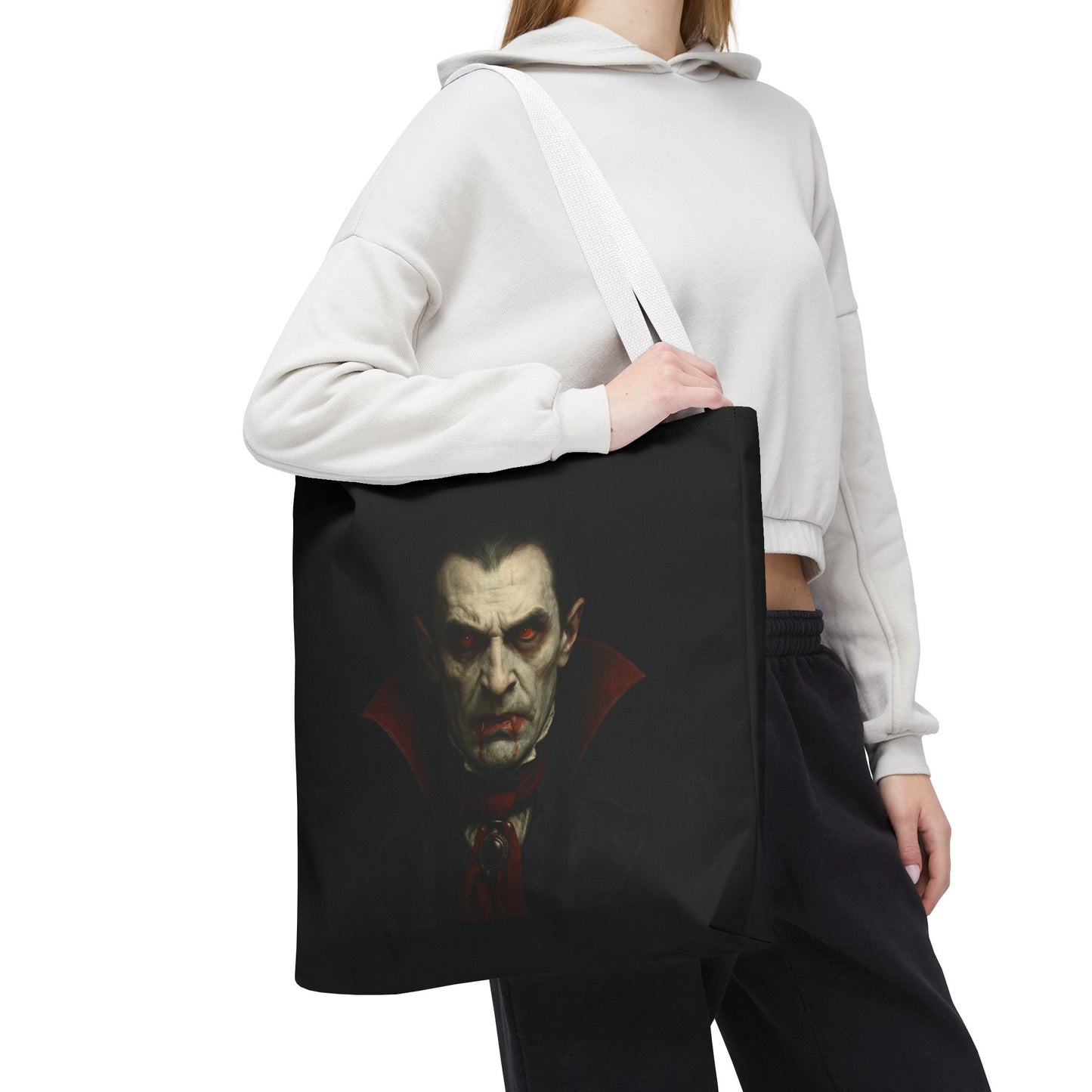 Vampire Haunted Tote Bag, Spooky Shopping Bag, Halloween Accessory, Gothic Style Handbag, Perfect for Halloween Parties, Unisex Tote