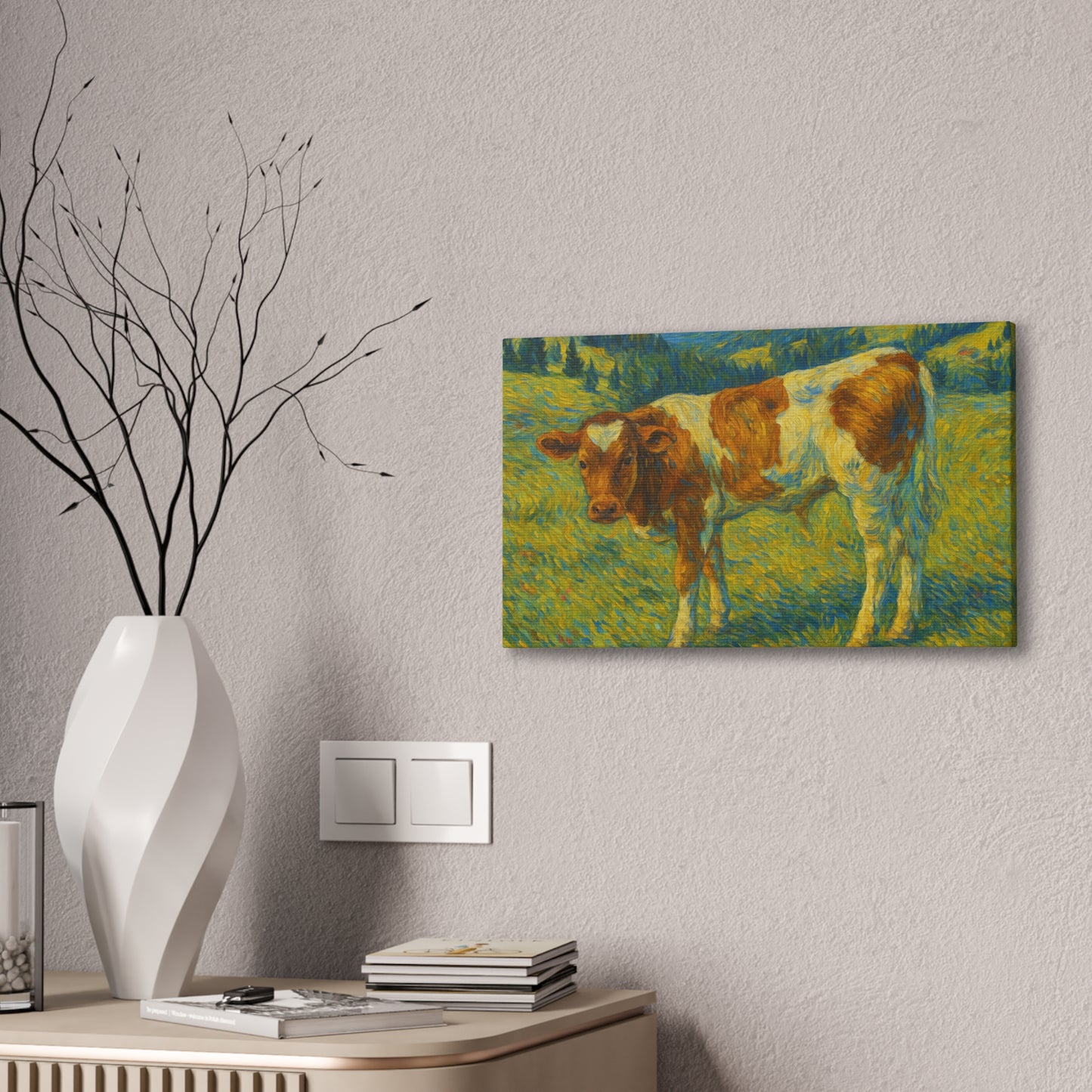 Cow Art Canvas Print, Rustic Farmhouse Decor, Animal Lover Gift, Country Wall Art, Thoughtful Homewarming