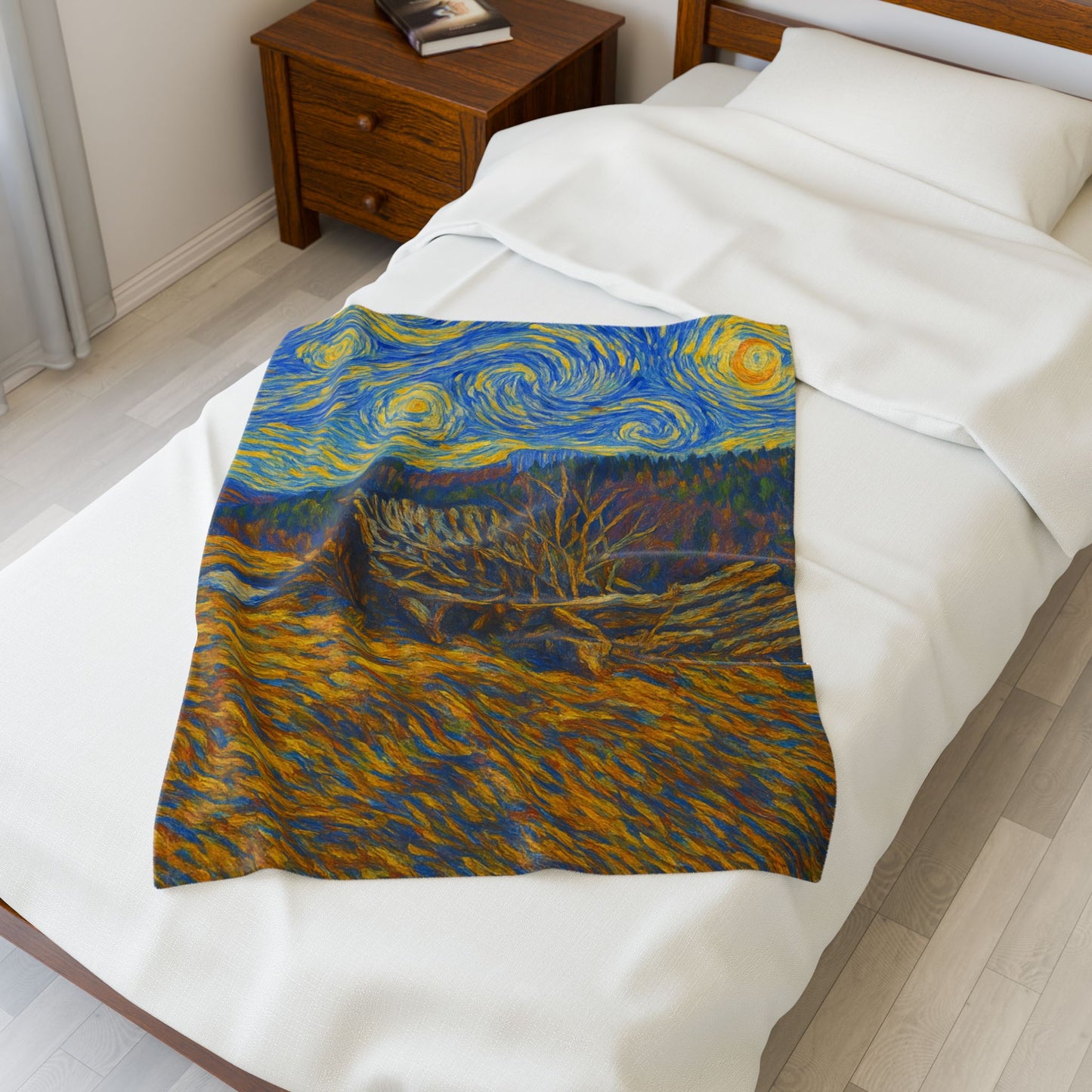 Starry Night Velveteen Plush Blanket, Cozy Throw Blanket for Home Decor, Gift for Art Lovers, Perfect for Christmas or Home Warmth