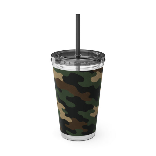 Stylish Camo Tumbler, 16oz Cup with Straw, Perfect for Outdoor Adventures, Gifts for Him, Travel Mug, Eco-friendly Drinkware, Camping