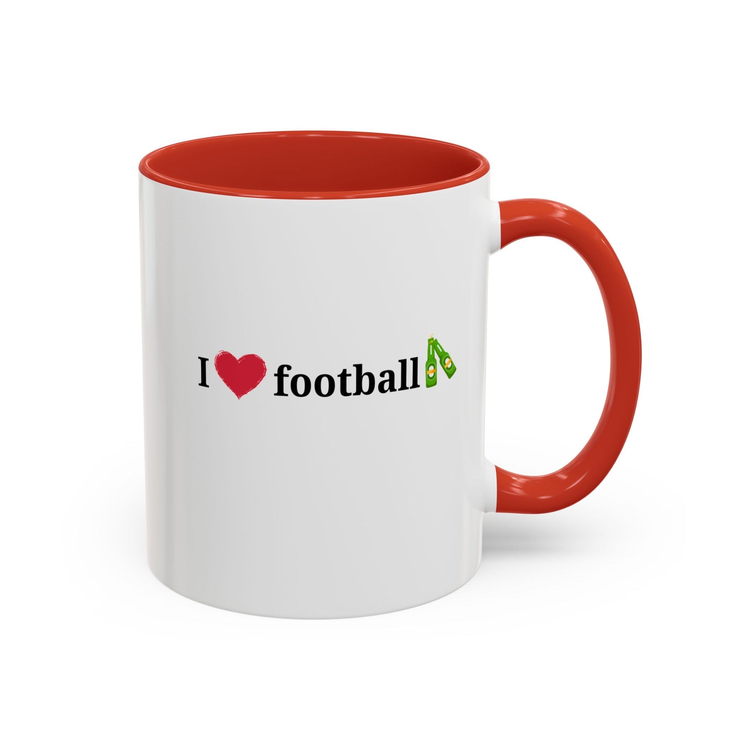 I Love Football Accent Coffee Mug, Perfect Gift for Sports Lovers, Football Enthusiasts, Unique Mug for Game Days, Home or Office Decor