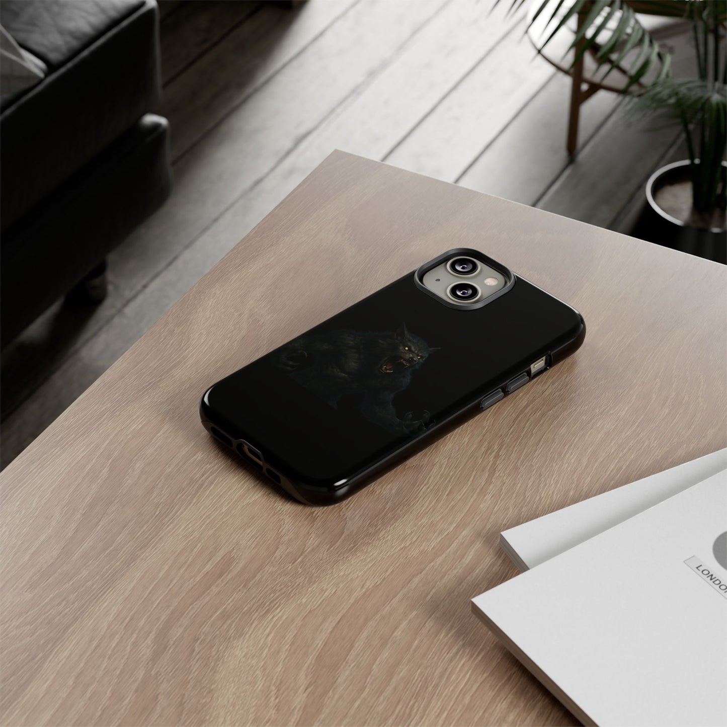 Werewolf Phone Case, Tough Cases, Black Panther Design, Gift for Animal Lovers, Phone Accessories, Fierce Phone Protection