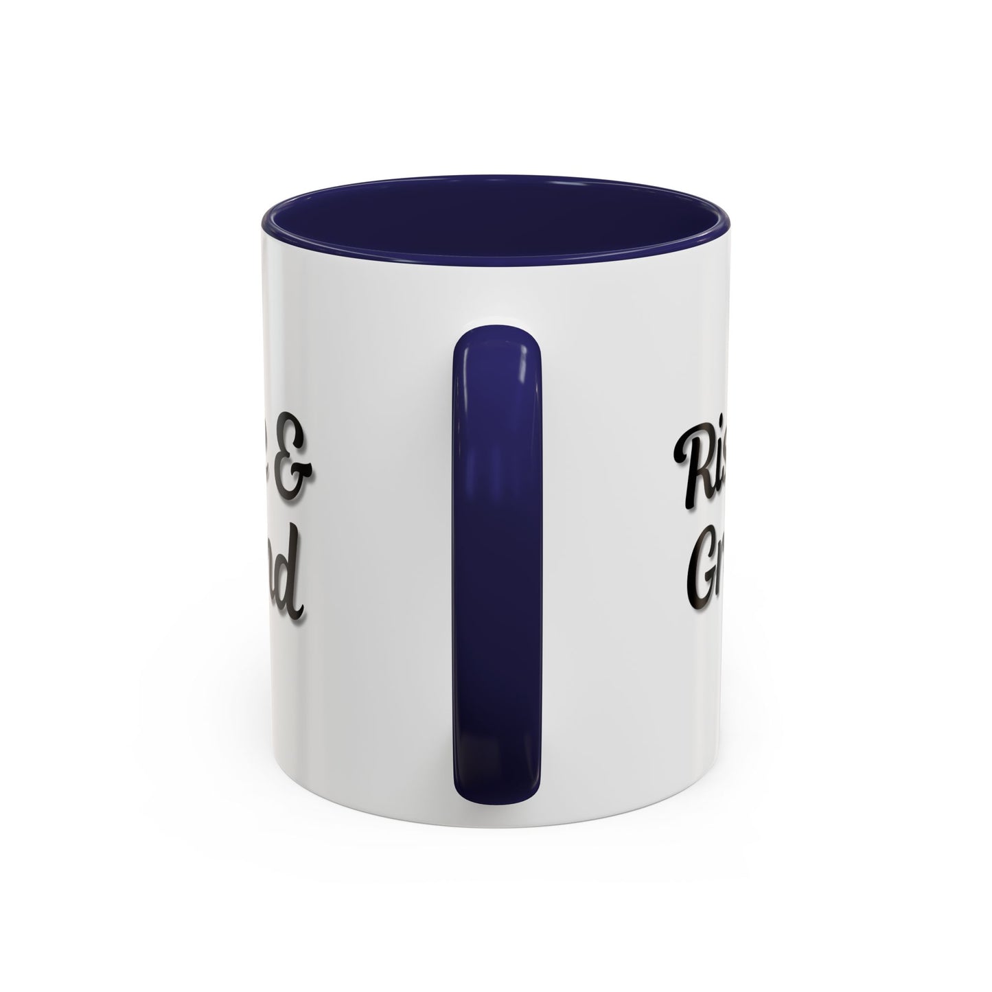 Rise & Grind Coffee Mug – Motivational Black Accent Mug for Daily Inspiration
