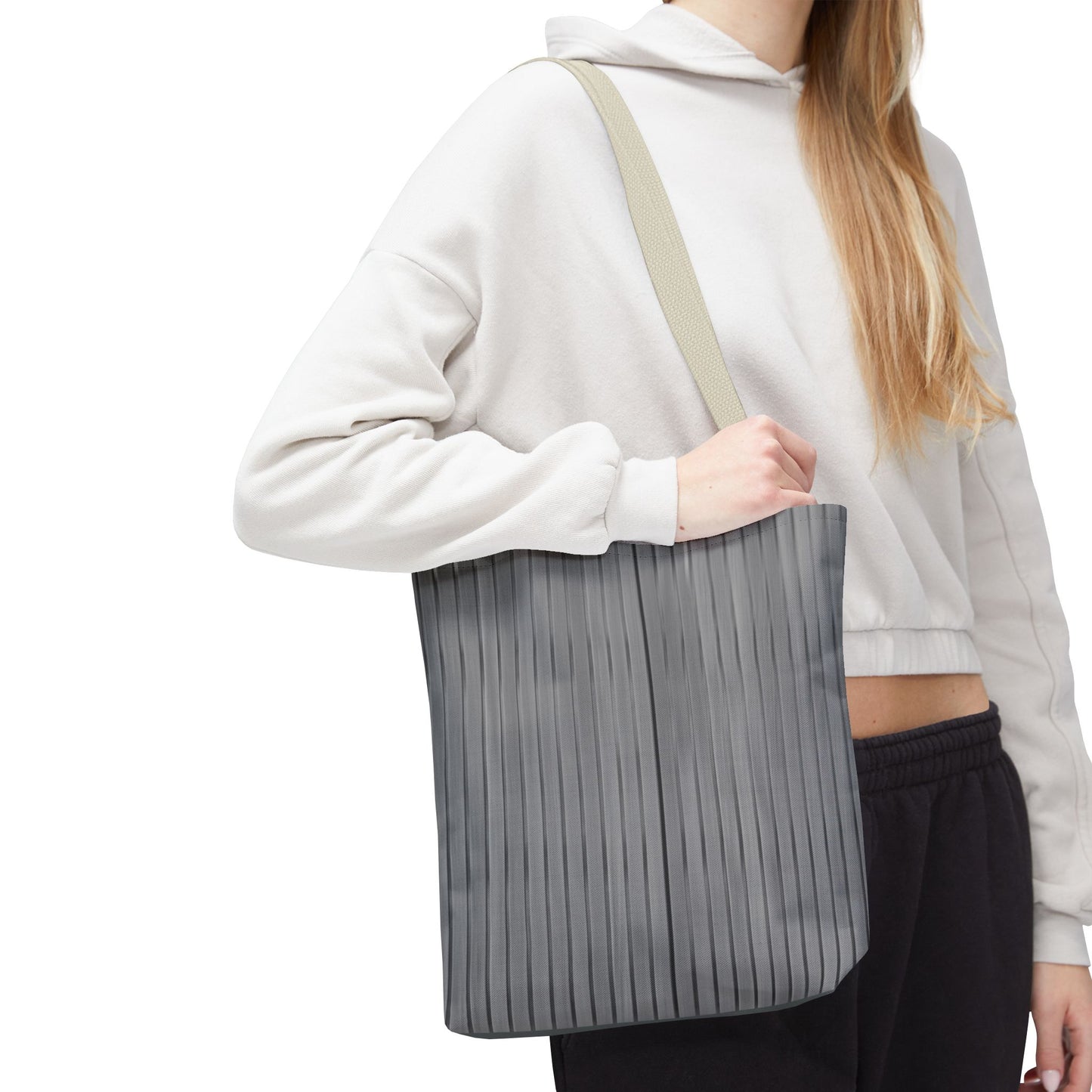 Stylish Gray Striped Tote Bag for Everyday Use